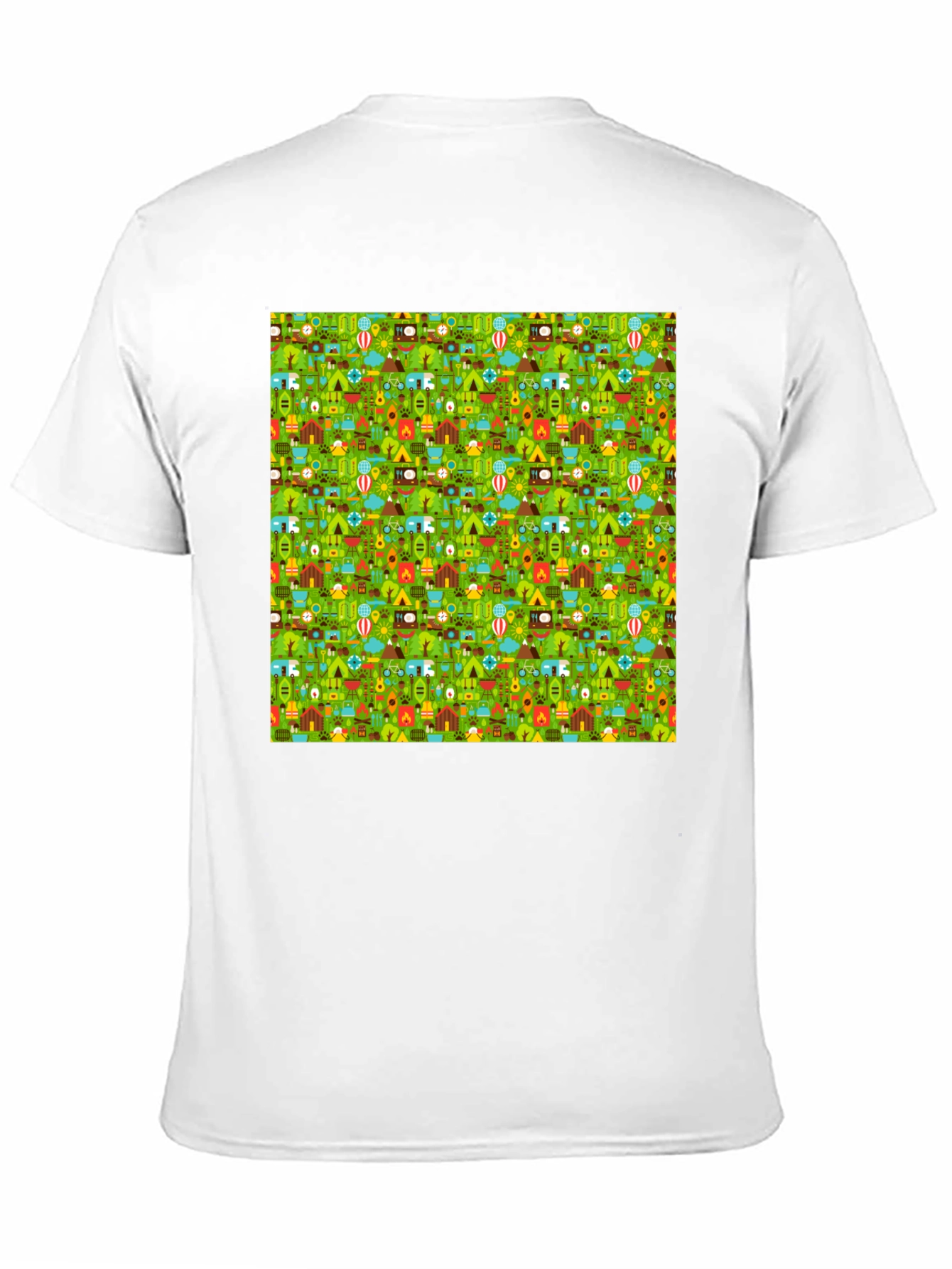Camping Pattern Crew Neck T-Shirt