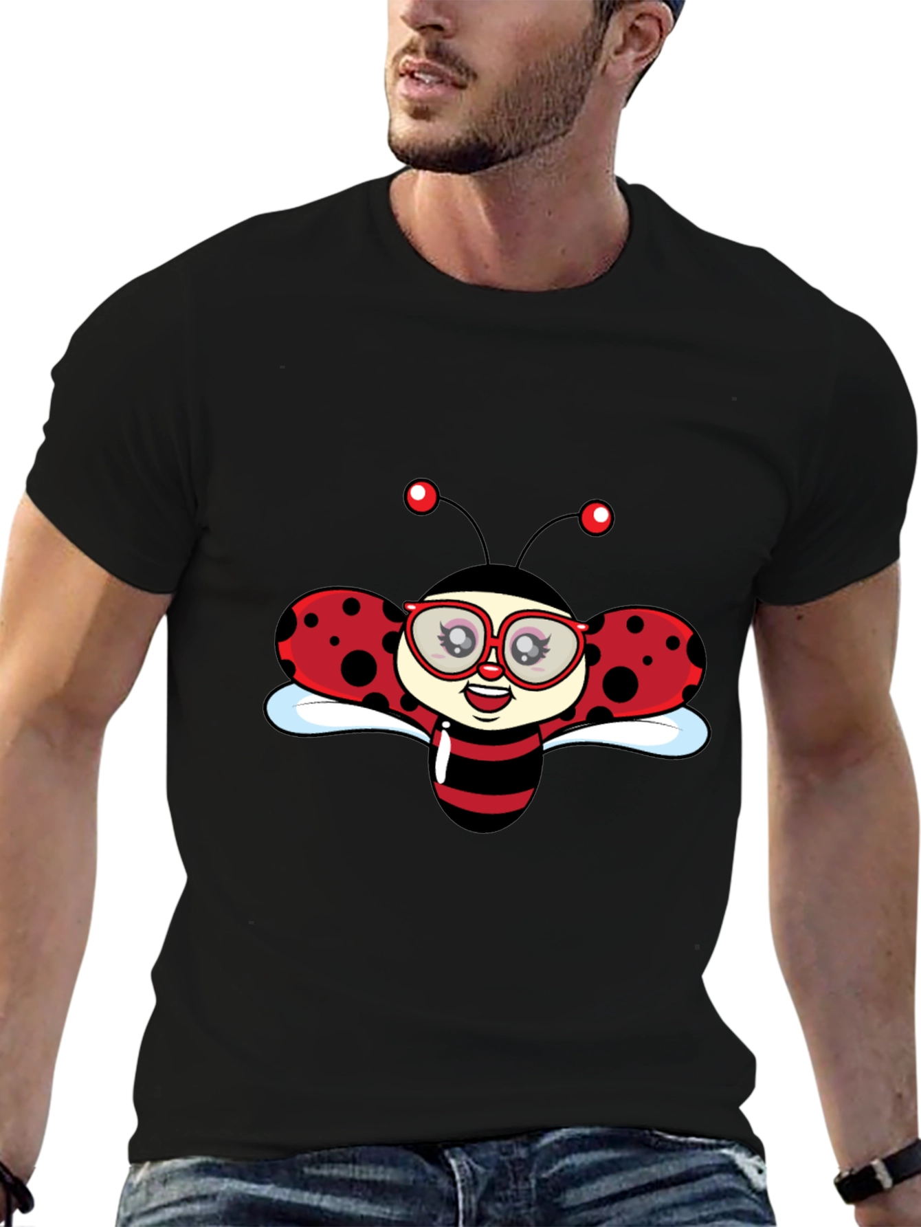 Ladybug Graphic Black T-Shirt