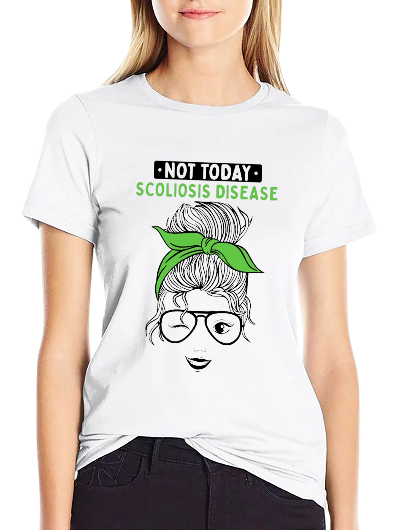 Scoliosis Awareness Messy Bun Graphic Tee