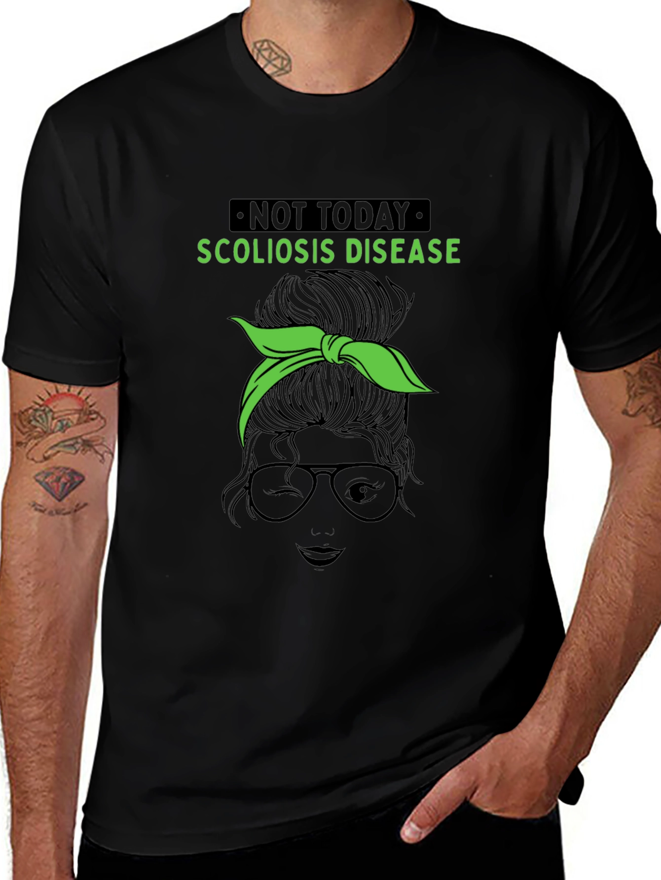 Scoliosis Awareness Messy Bun Graphic Tee