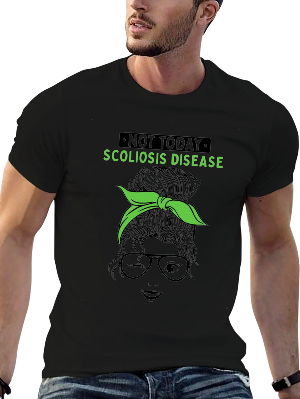 Scoliosis Awareness Messy Bun Graphic Tee