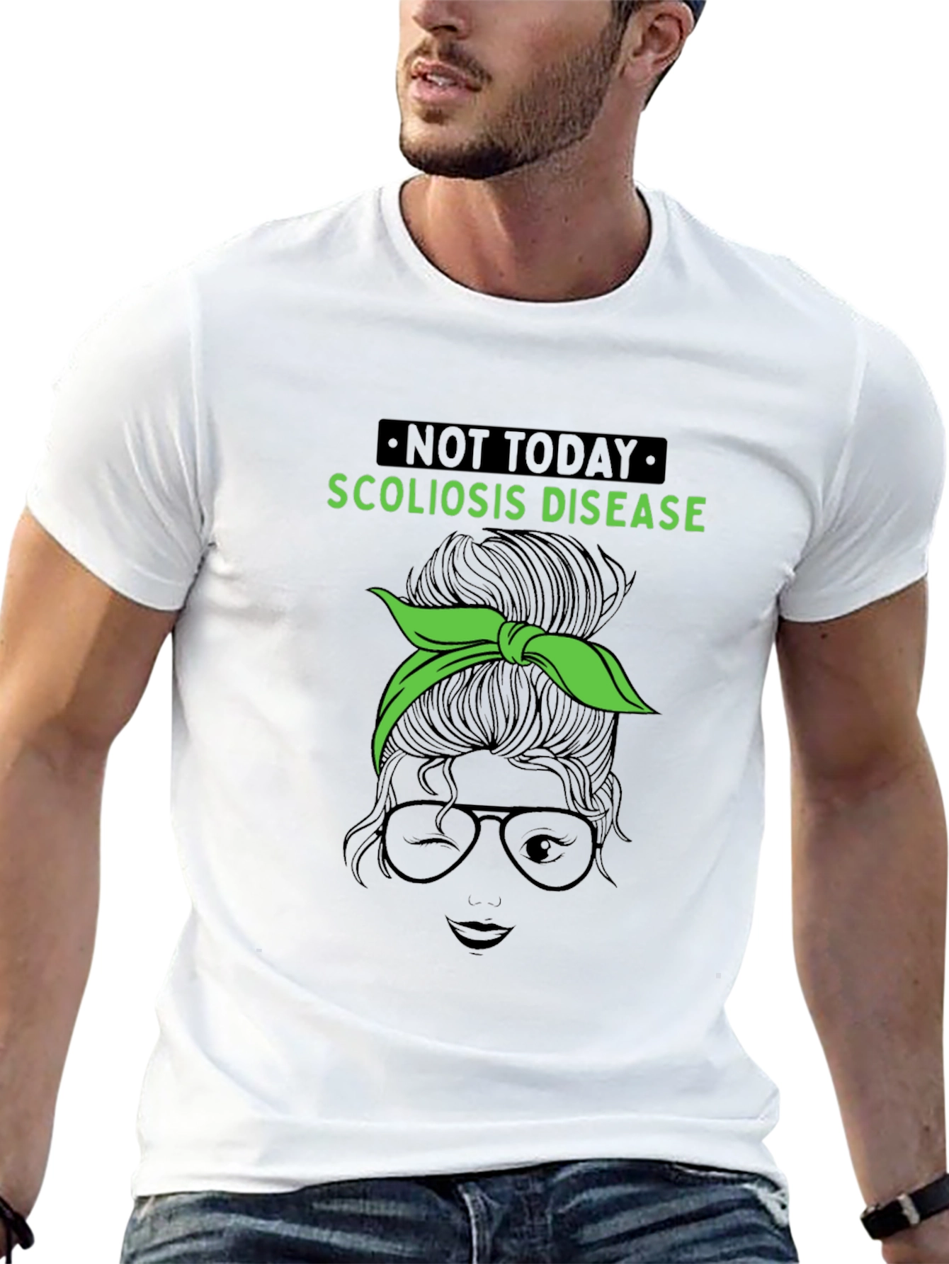 Scoliosis Awareness Messy Bun Graphic Tee