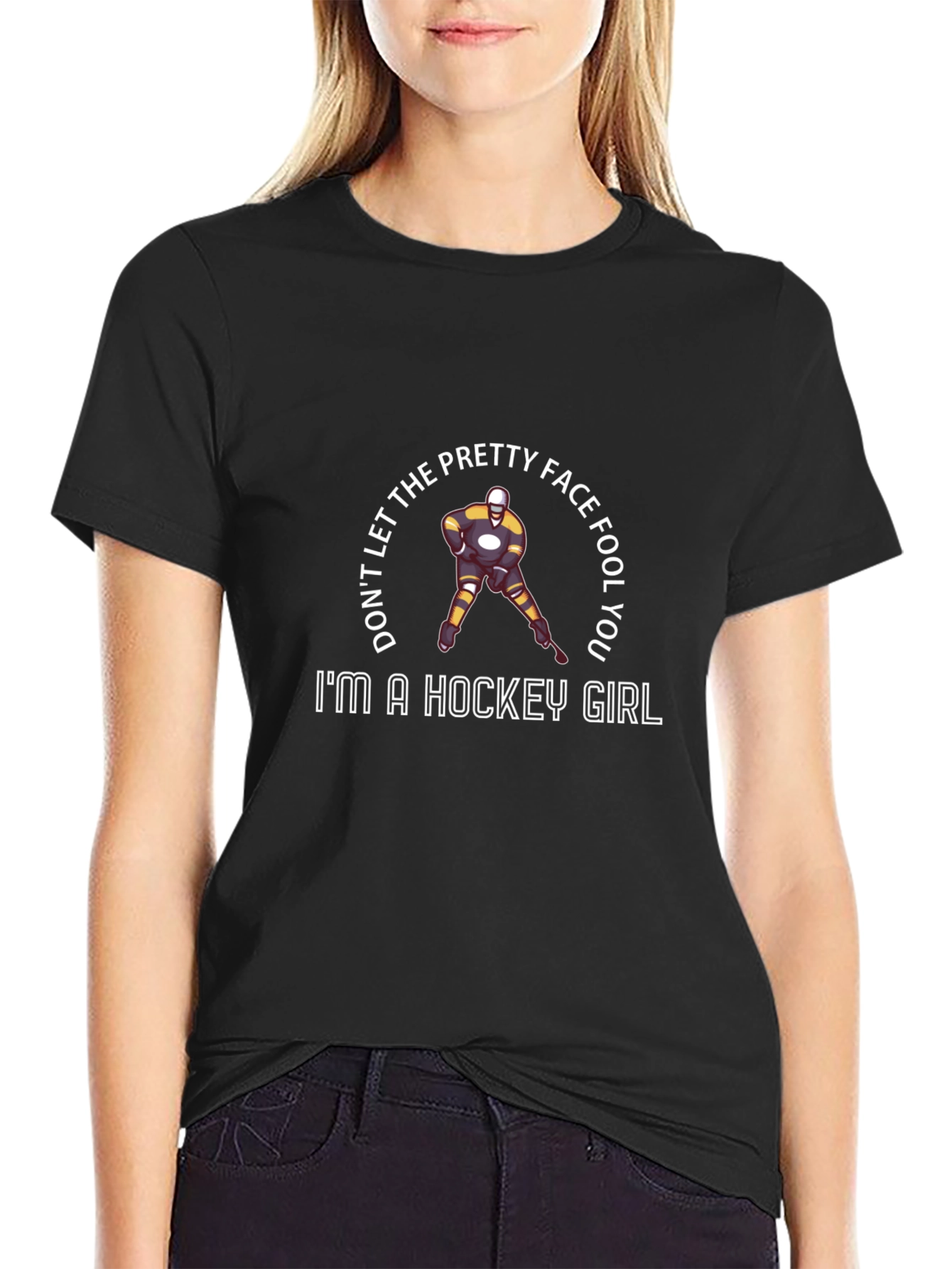 Hockey Girl Graphic T-Shirt - Pretty Face Fool You