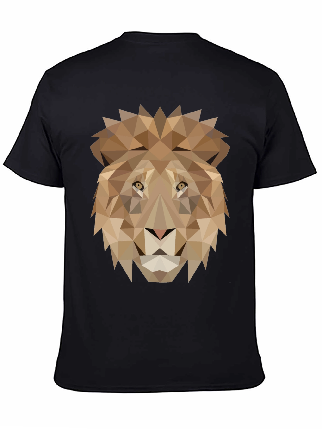 Geometric Lion Graphic Tee - Black