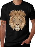 Geometric Lion Graphic Tee - Black