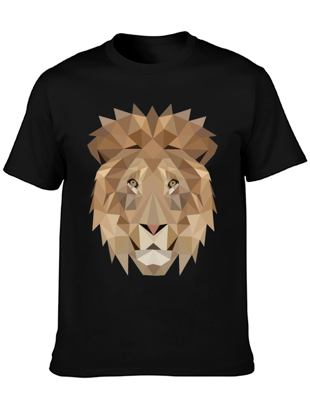 Geometric Lion Graphic Tee - Black
