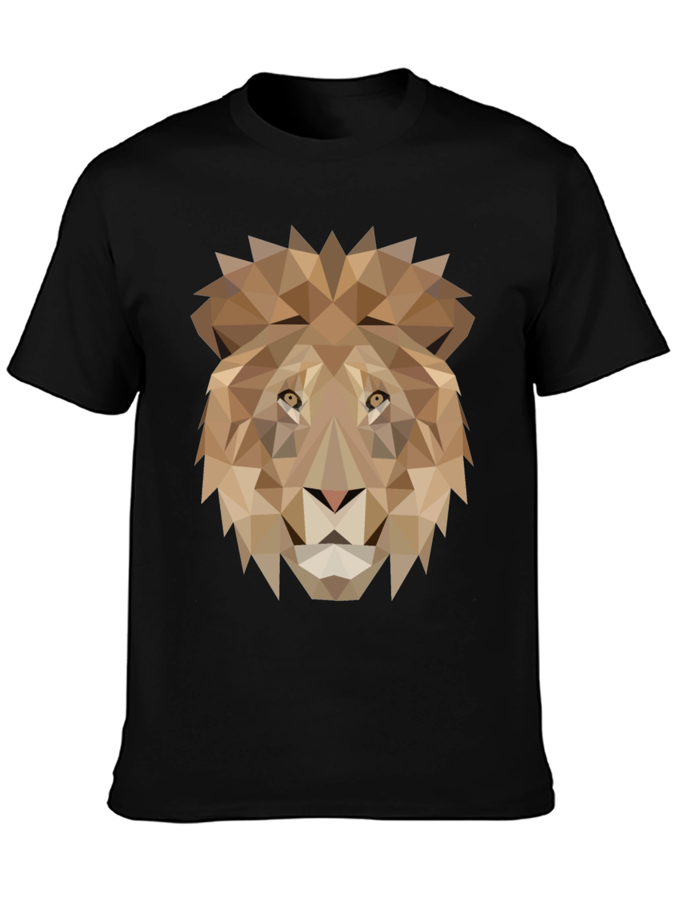 Geometric Lion Graphic Tee - Black