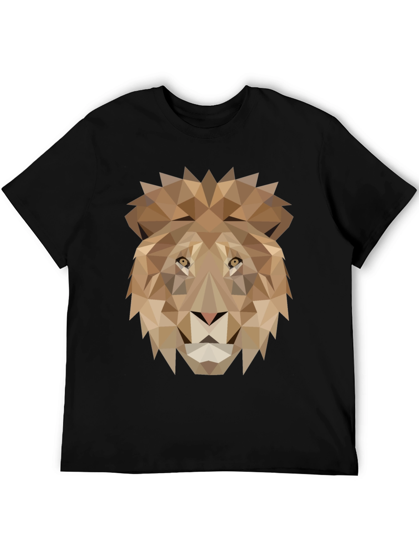 Geometric Lion Graphic Tee - Black