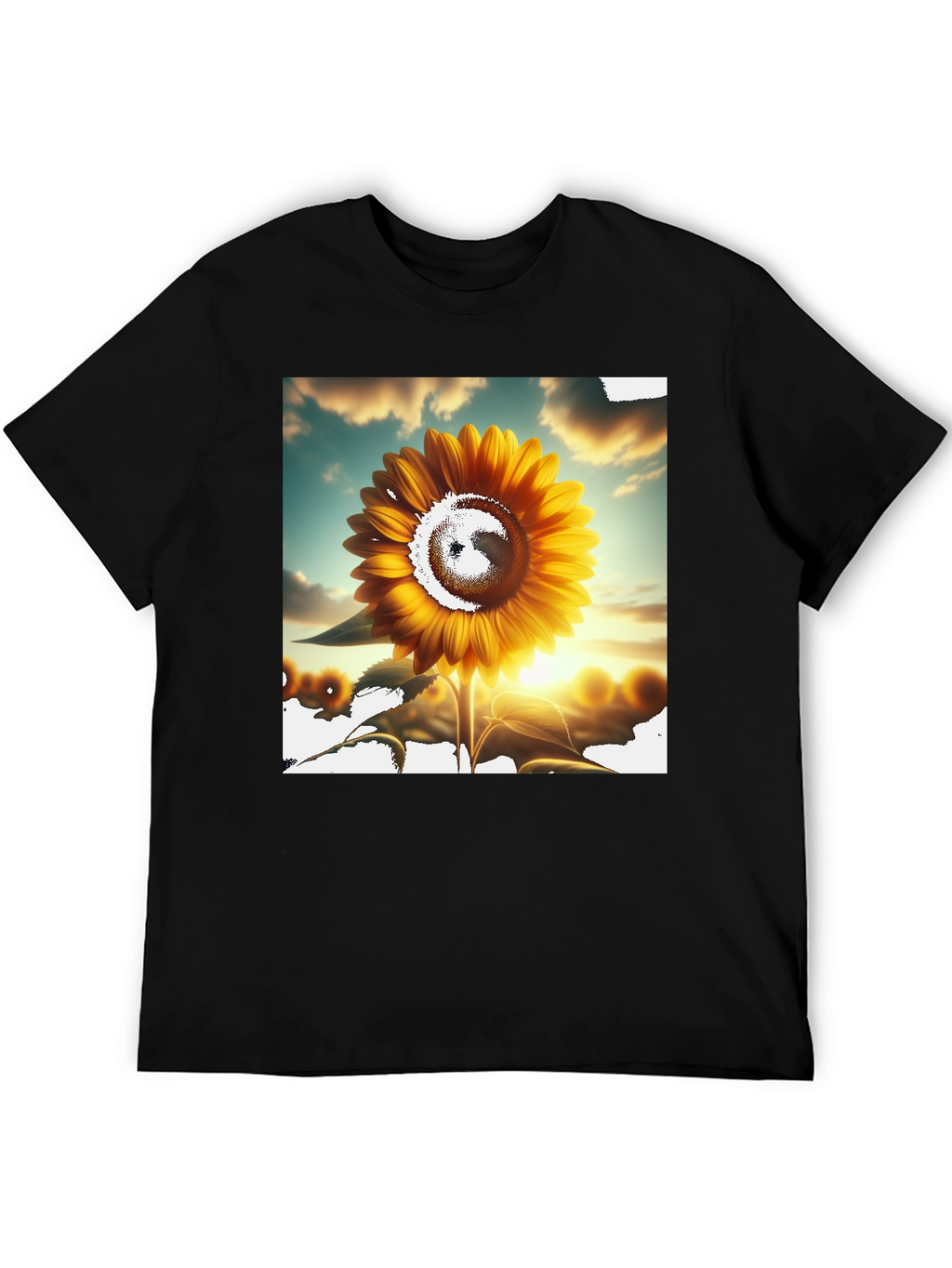 Sunflower Graphic Tee - Black Casual T-Shirt