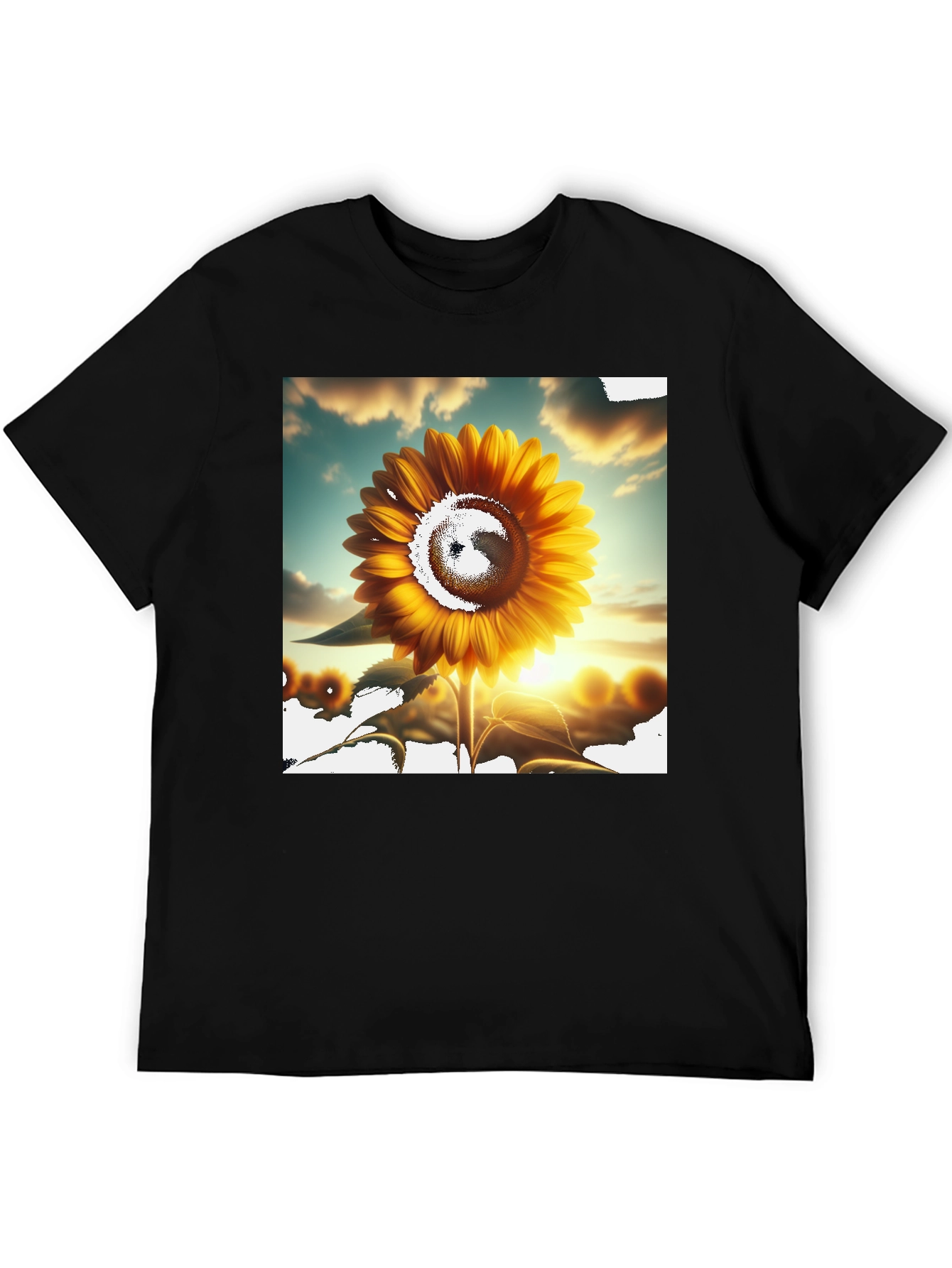 Sunflower Graphic Tee - Black Casual T-Shirt