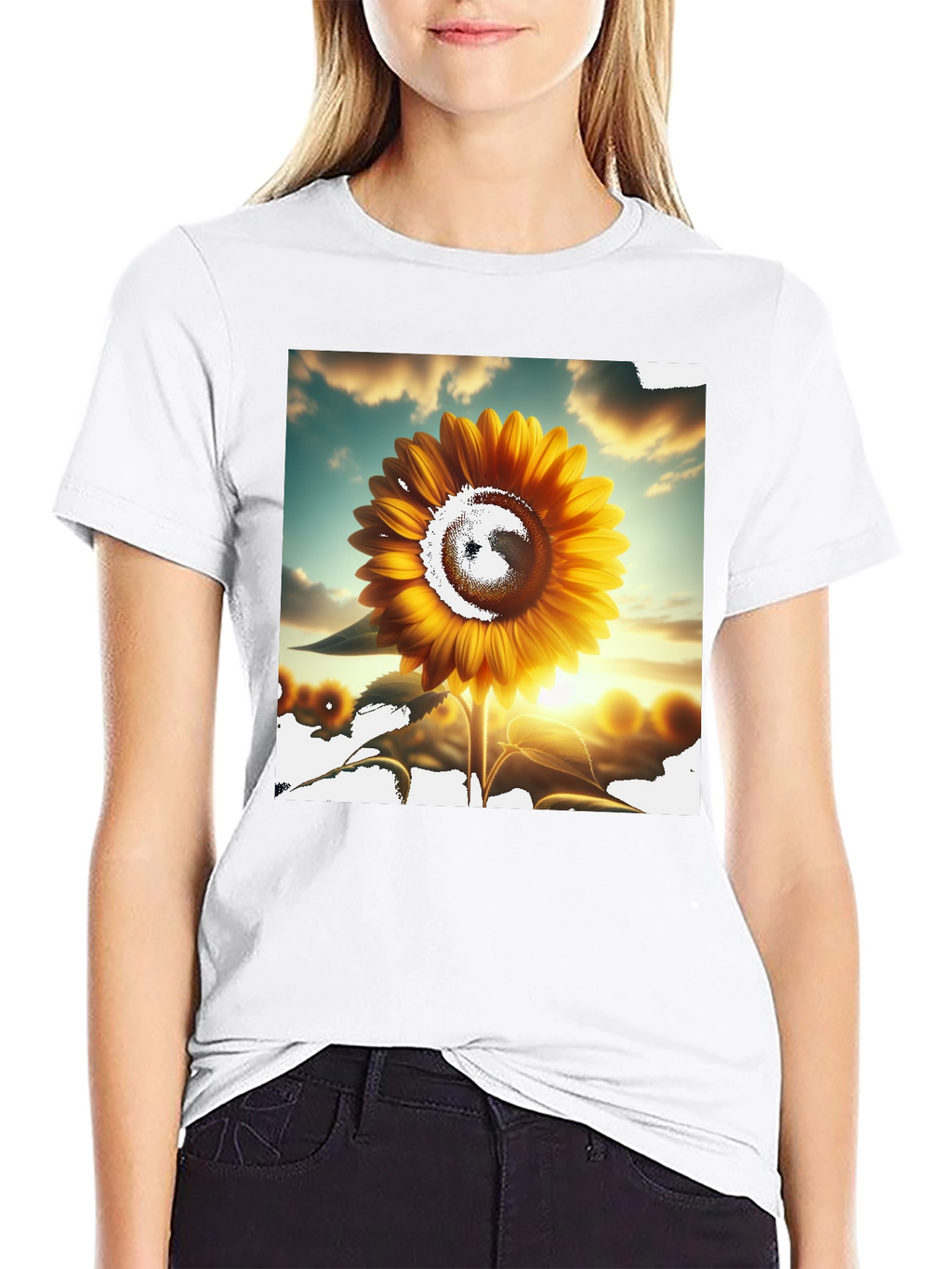 Sunflower Graphic Tee - Black Casual T-Shirt