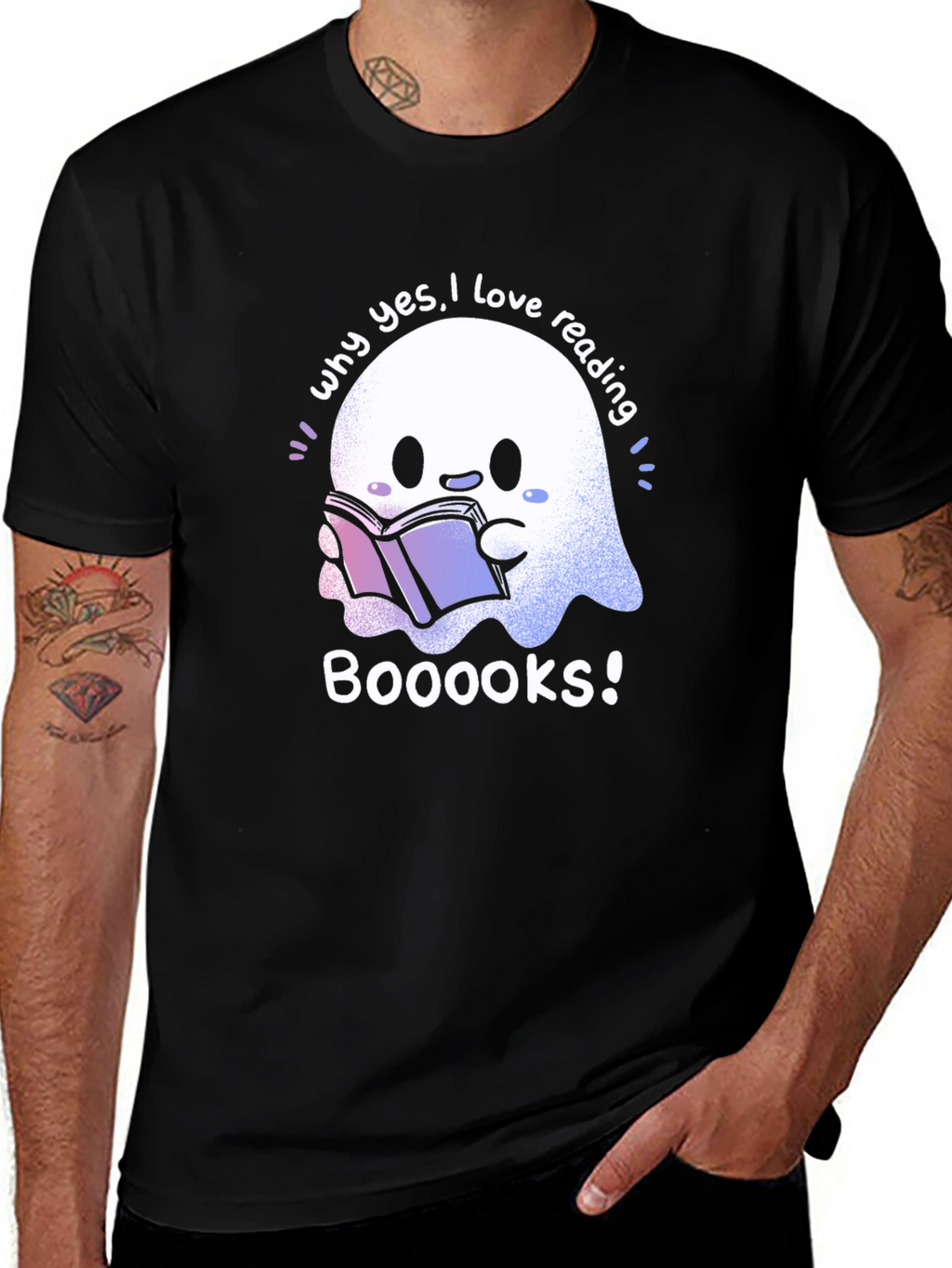 Cute Ghost Reading Books T-Shirt