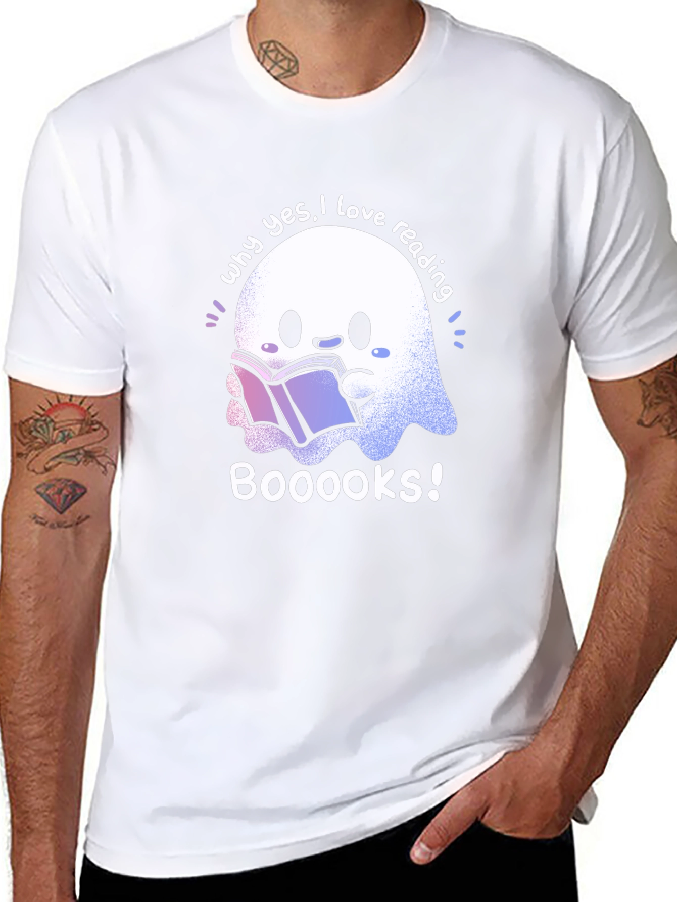 Cute Ghost Reading Books T-Shirt