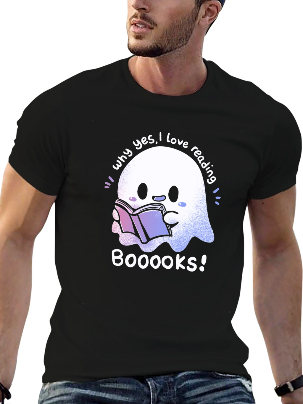 Cute Ghost Reading Books T-Shirt