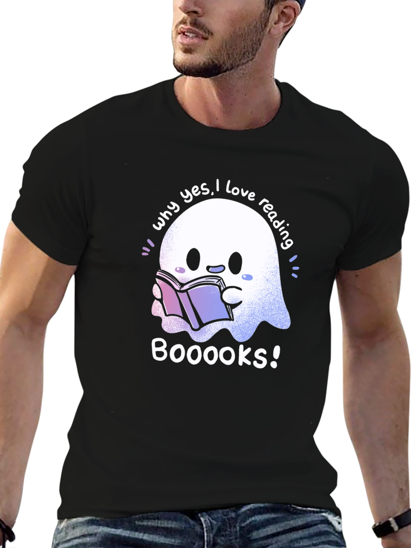Cute Ghost Reading Books T-Shirt