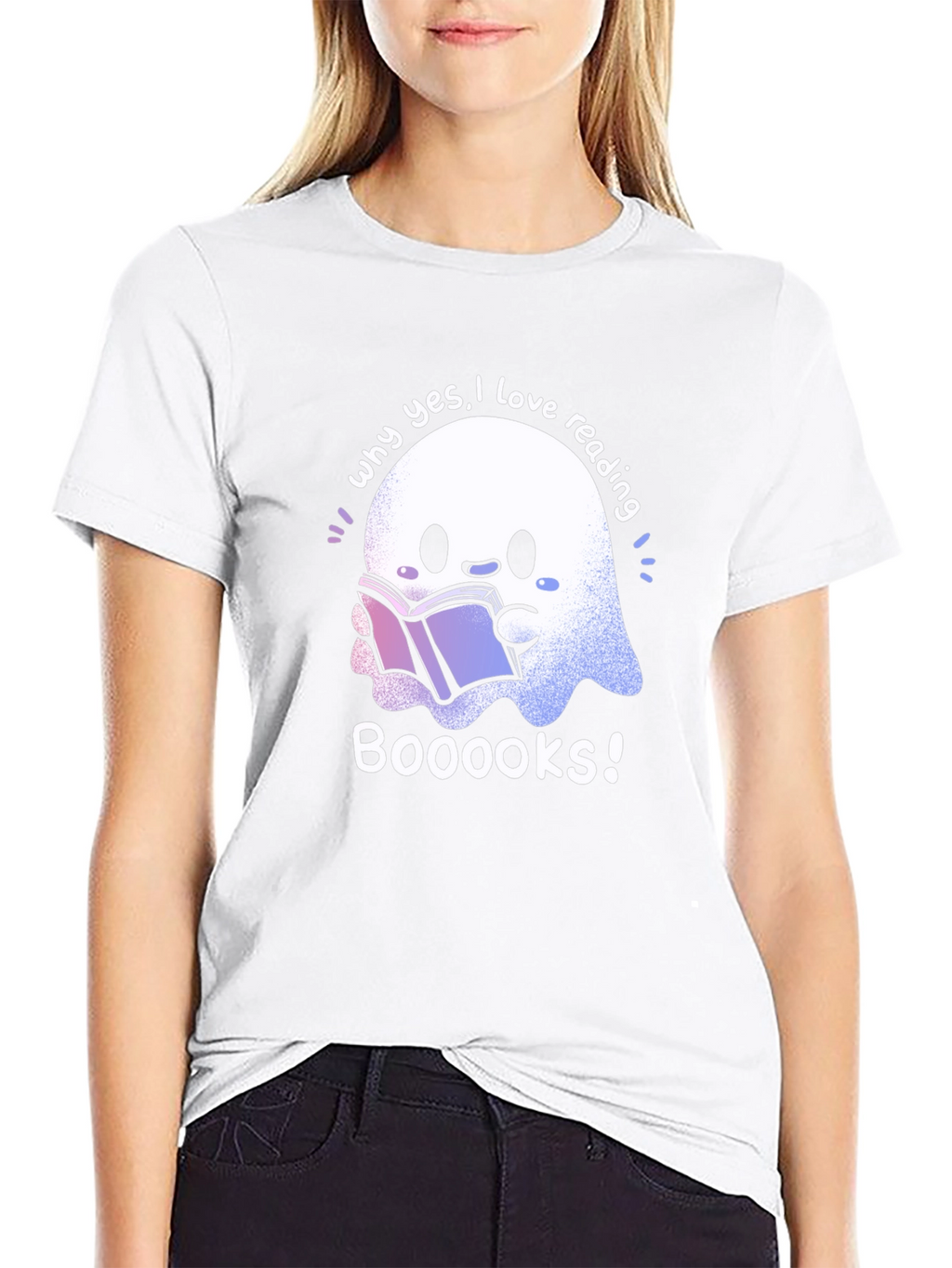 Cute Ghost Reading Books T-Shirt