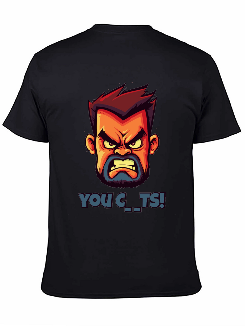 Cartoon Angry Face Graphic T-Shirt