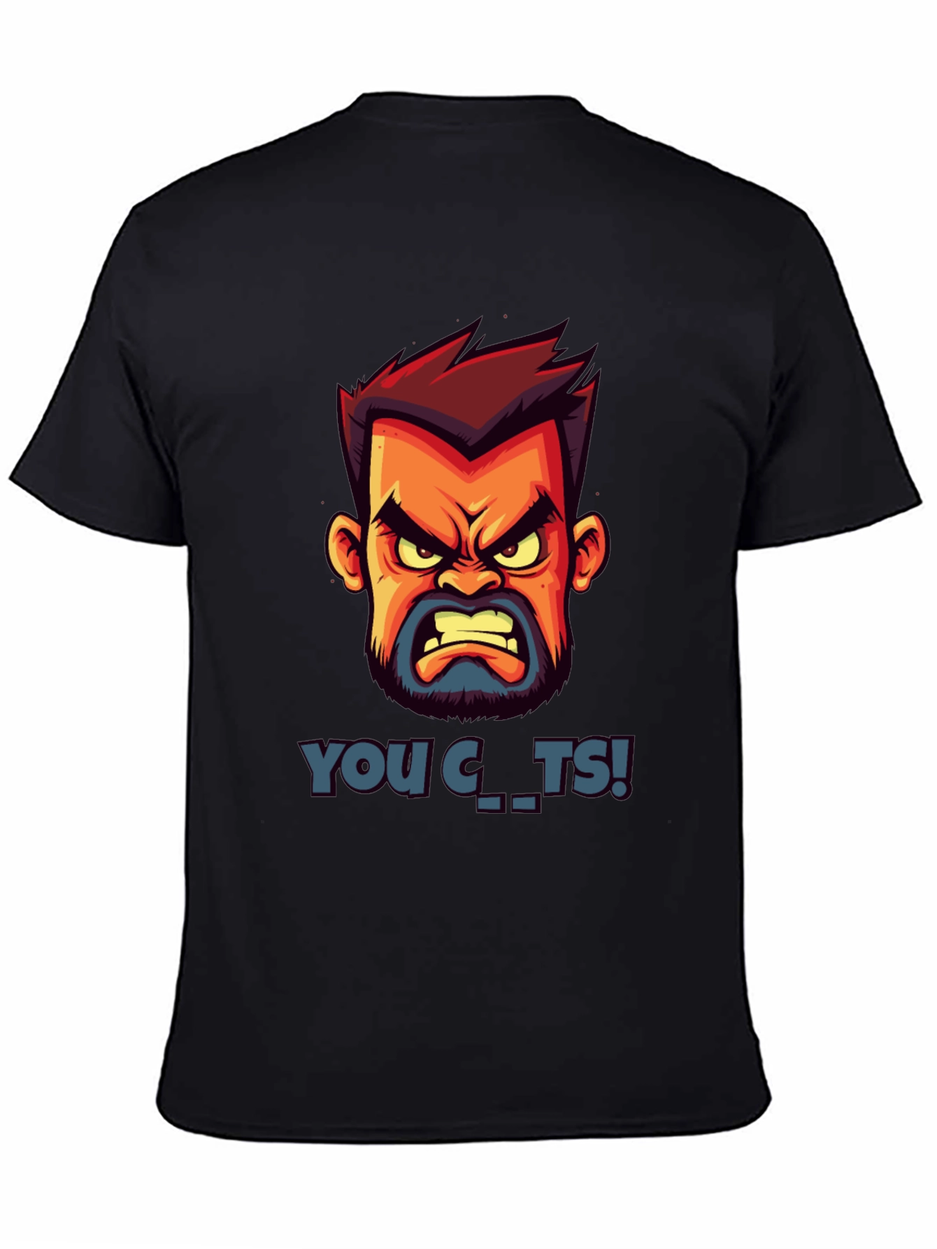 Cartoon Angry Face Graphic T-Shirt