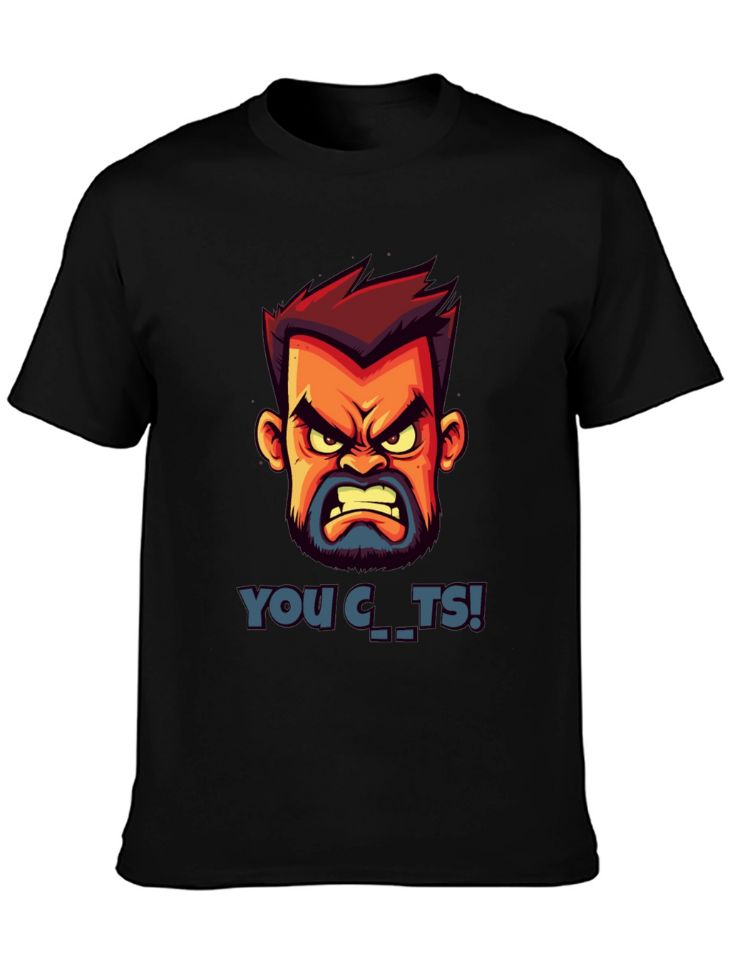 Cartoon Angry Face Graphic T-Shirt