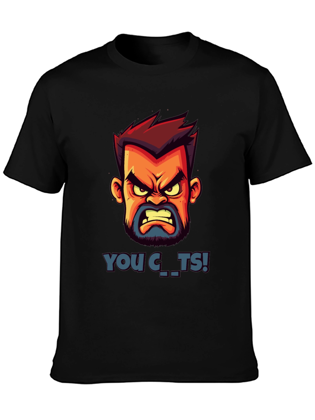 Cartoon Angry Face Graphic T-Shirt