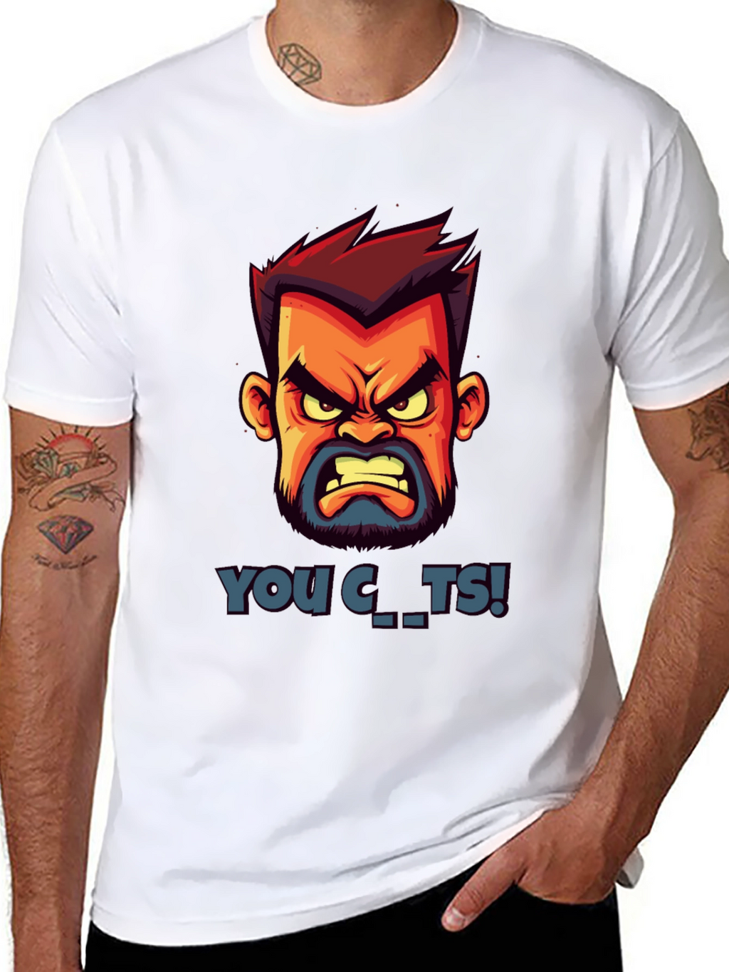 Cartoon Angry Face Graphic T-Shirt