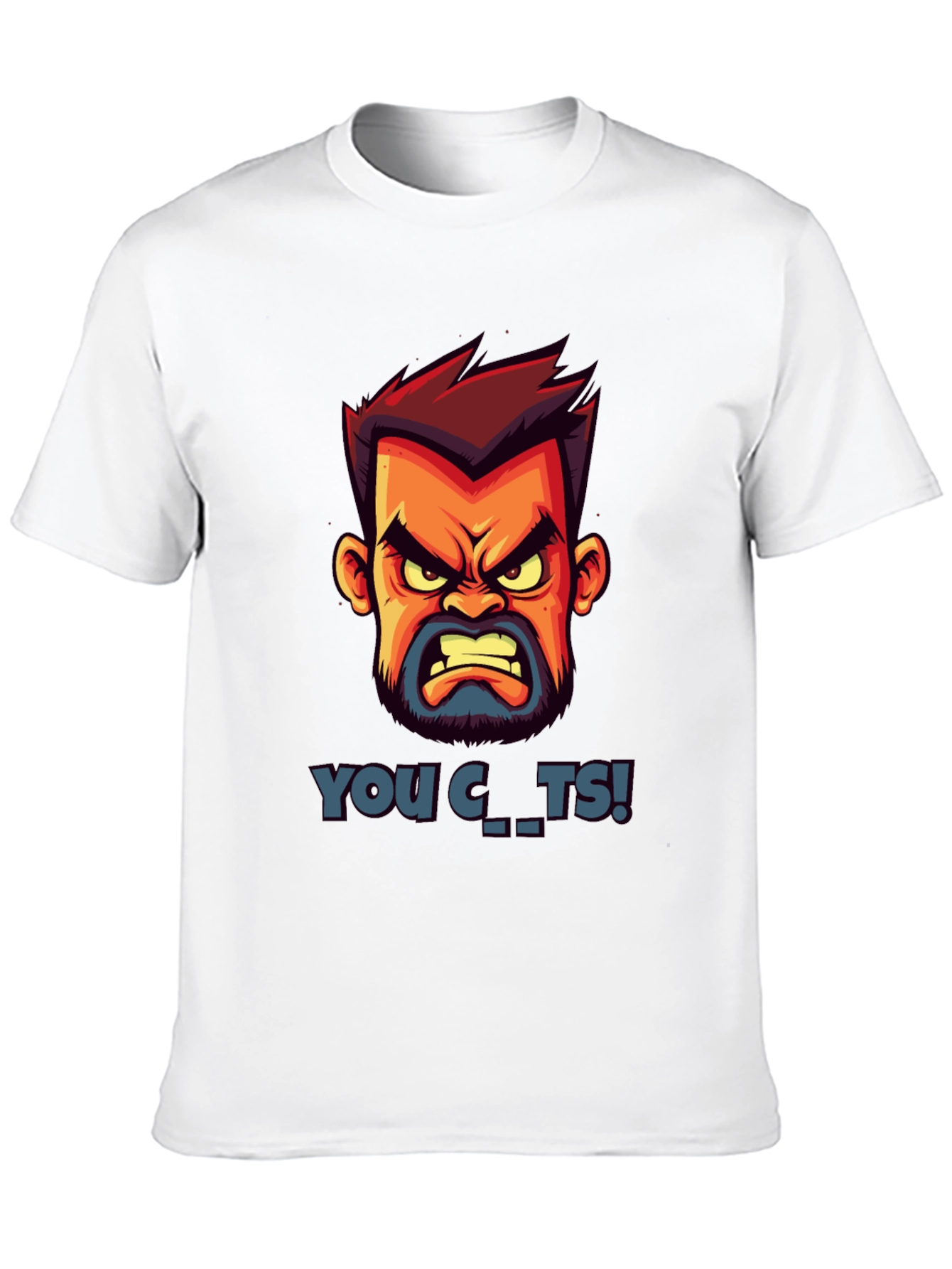 Cartoon Angry Face Graphic T-Shirt