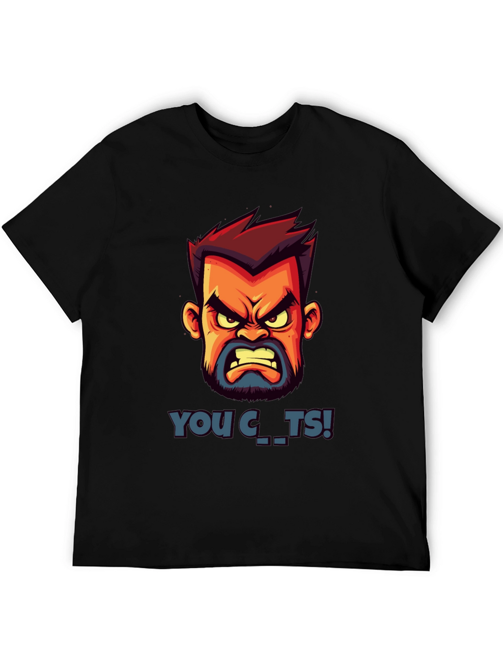 Cartoon Angry Face Graphic T-Shirt