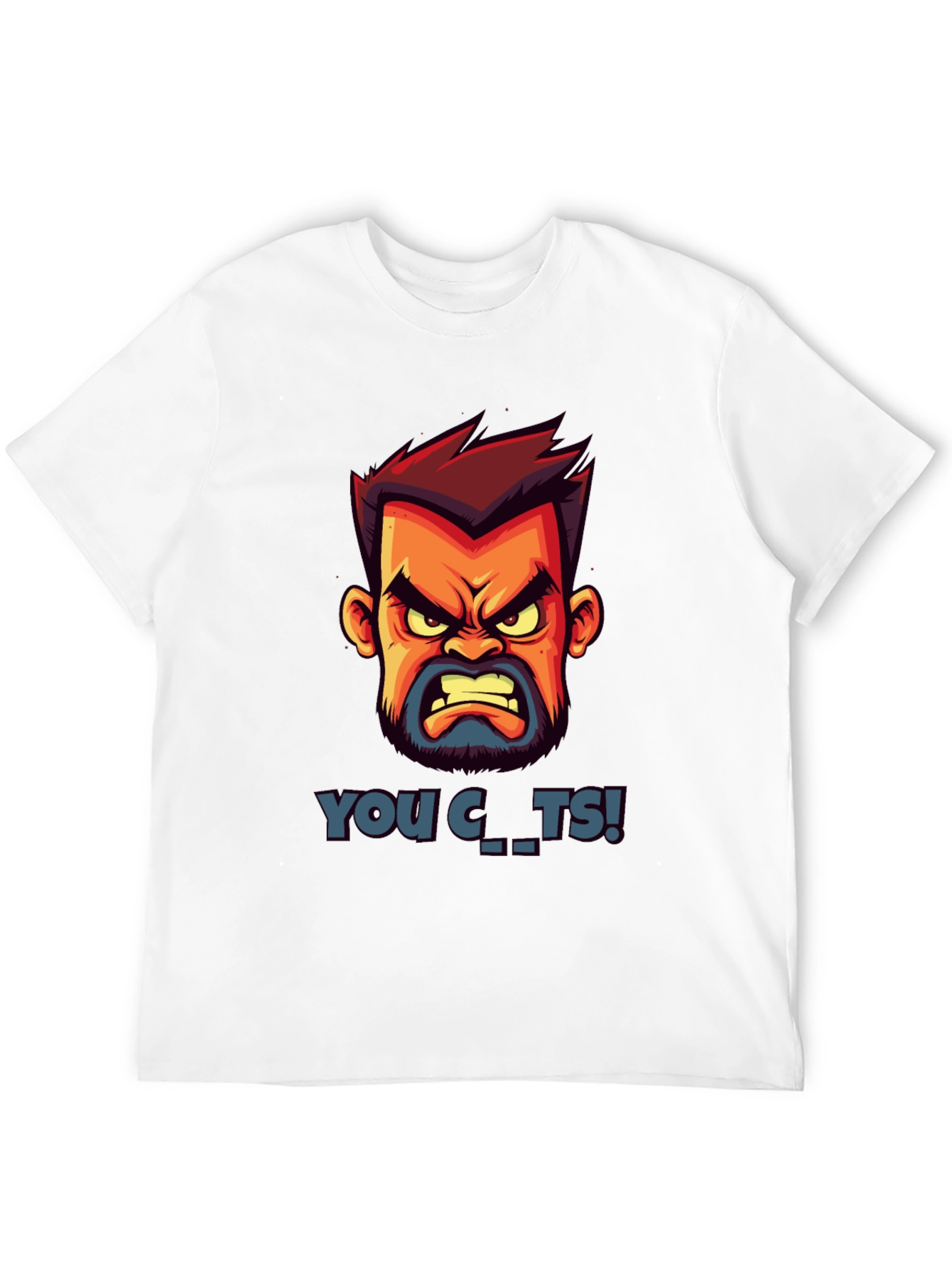 Cartoon Angry Face Graphic T-Shirt