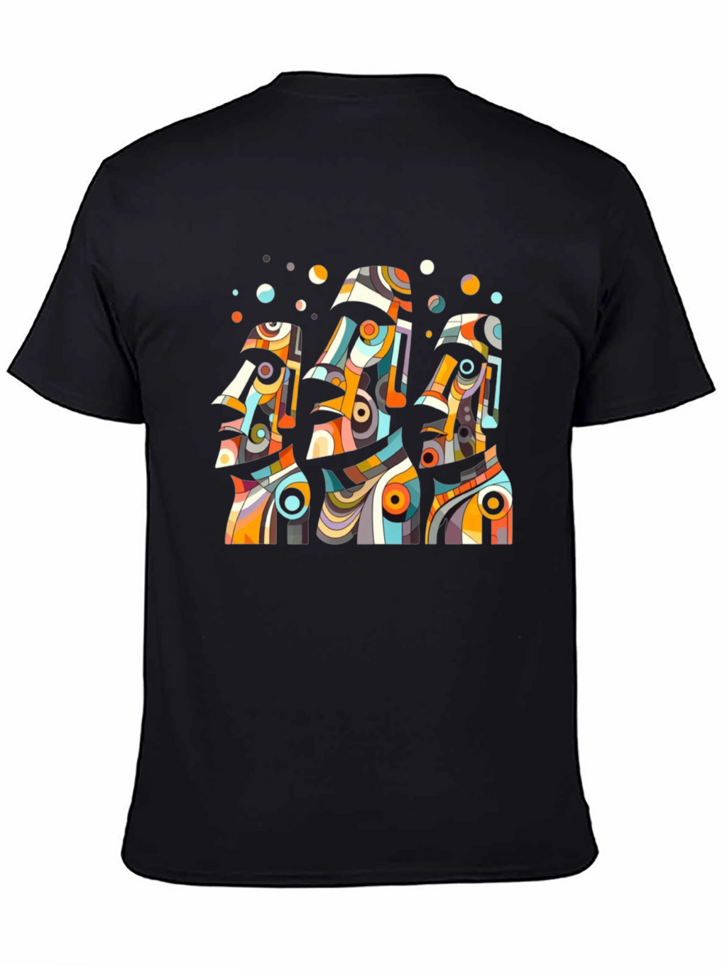 Abstract Moai Statue Graphic Tee - Black