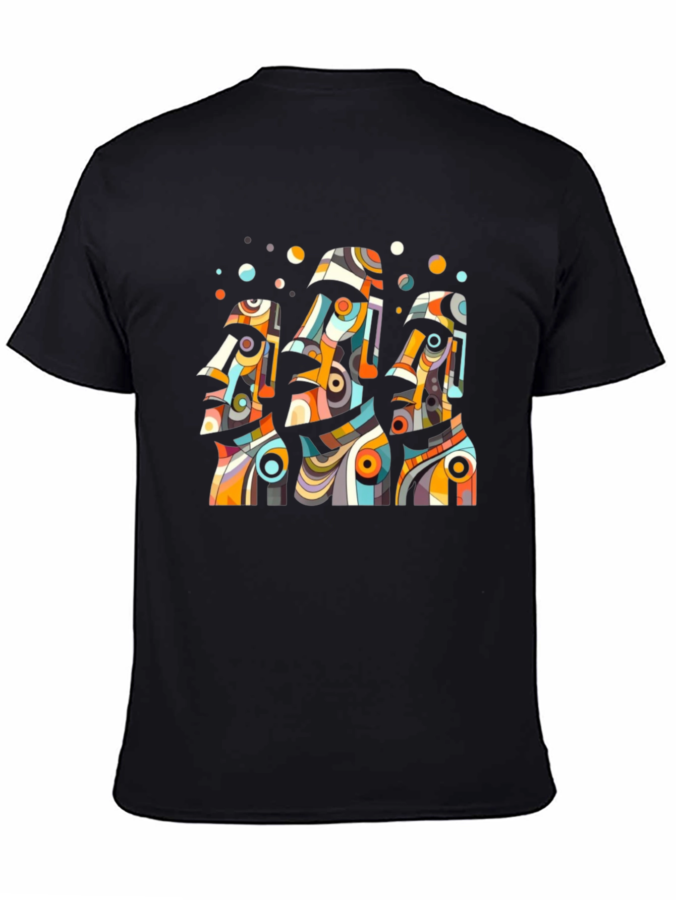 Abstract Moai Statue Graphic Tee - Black