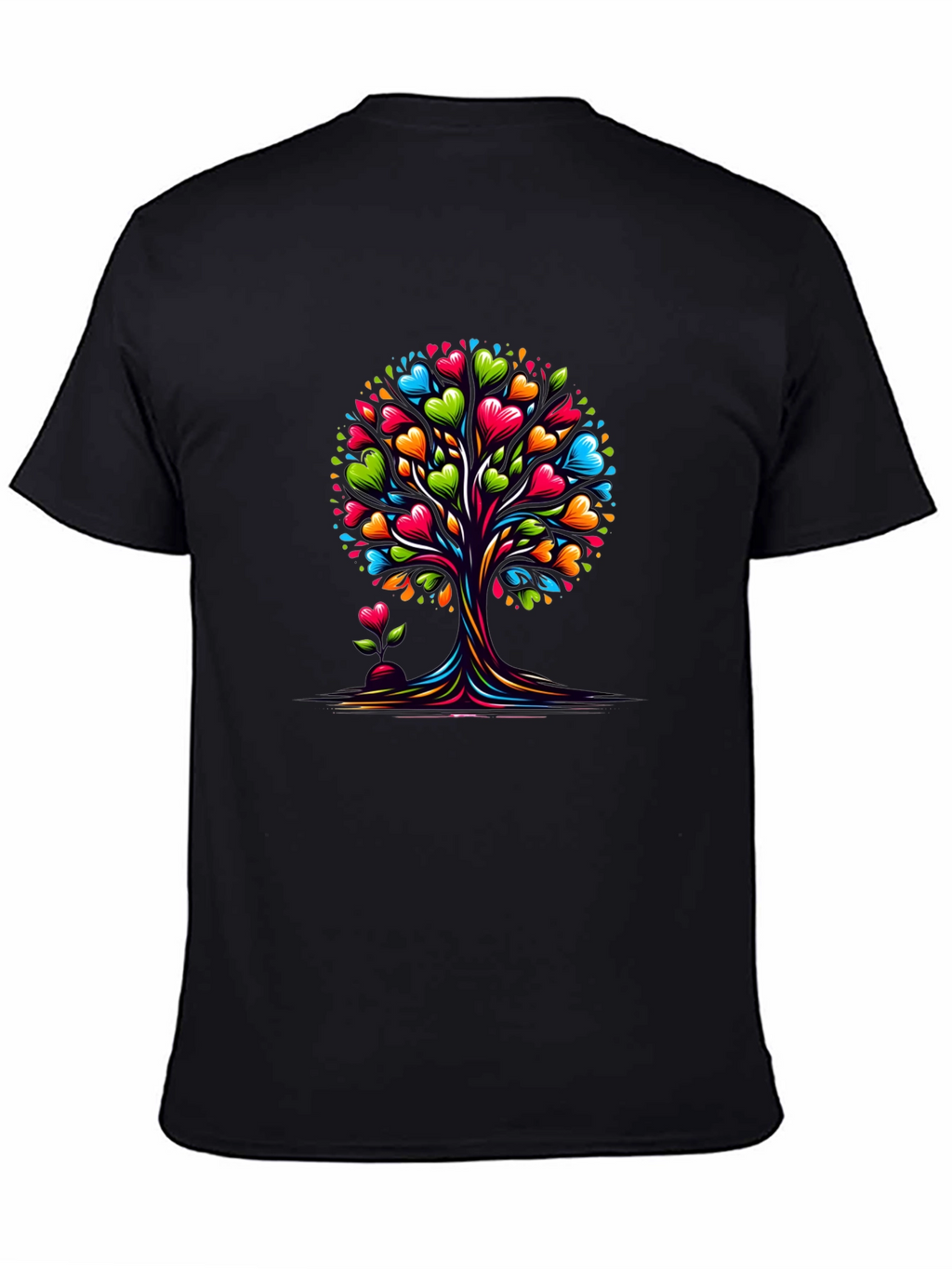 Heart Tree Graphic Tee - Stylish Black T-Shirt