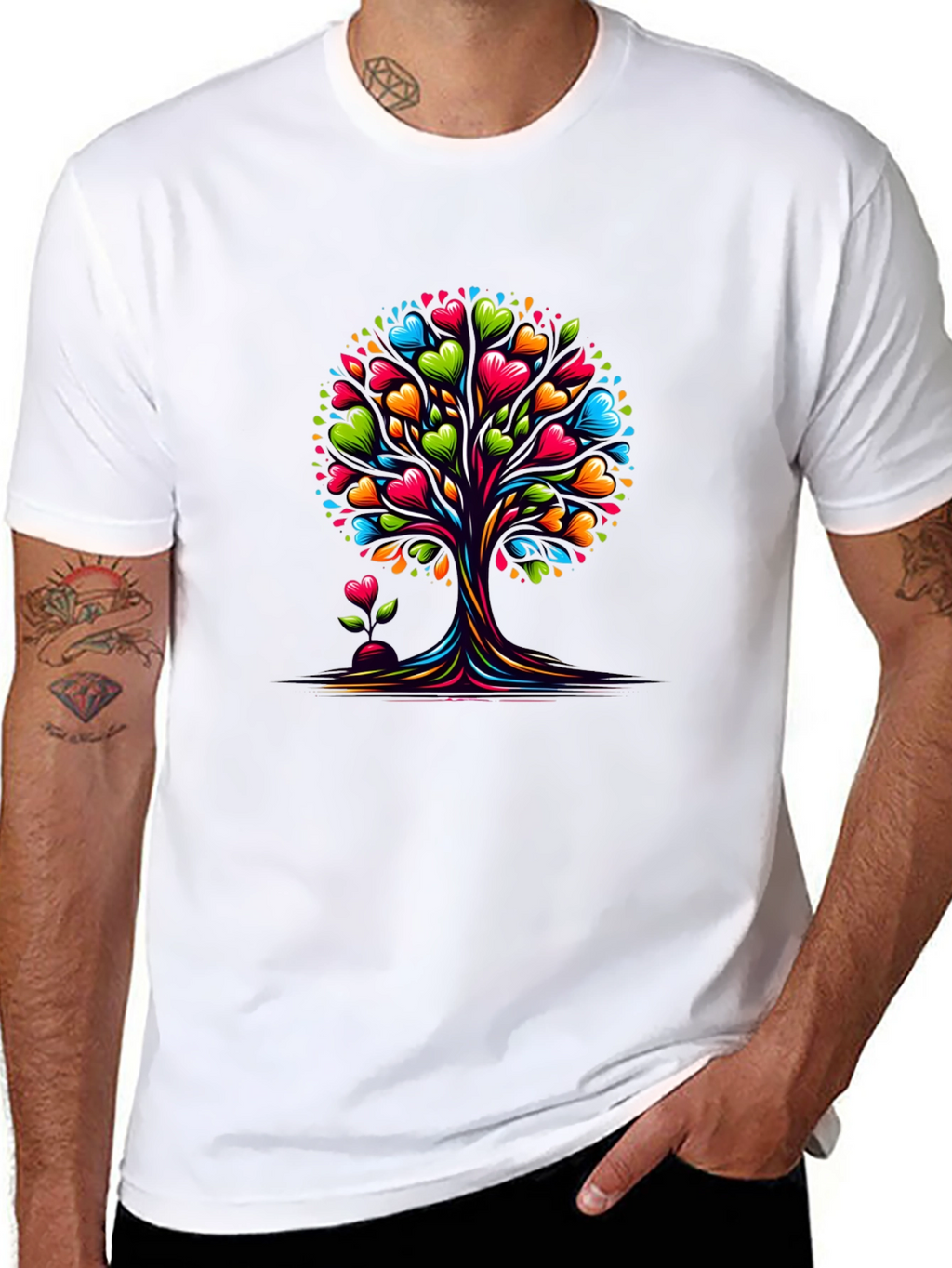 Heart Tree Graphic Tee - Stylish Black T-Shirt