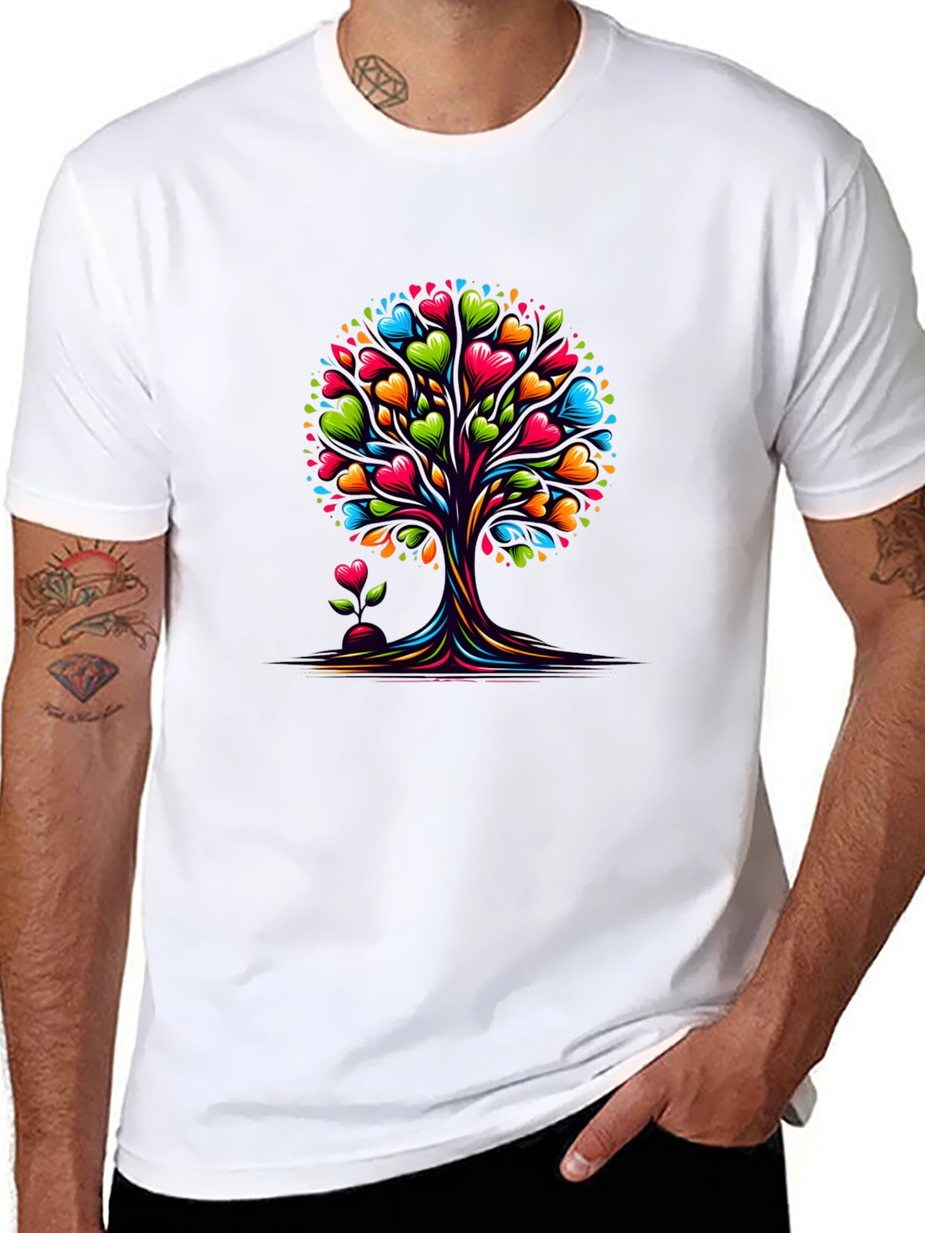 Heart Tree Graphic Tee - Stylish Black T-Shirt