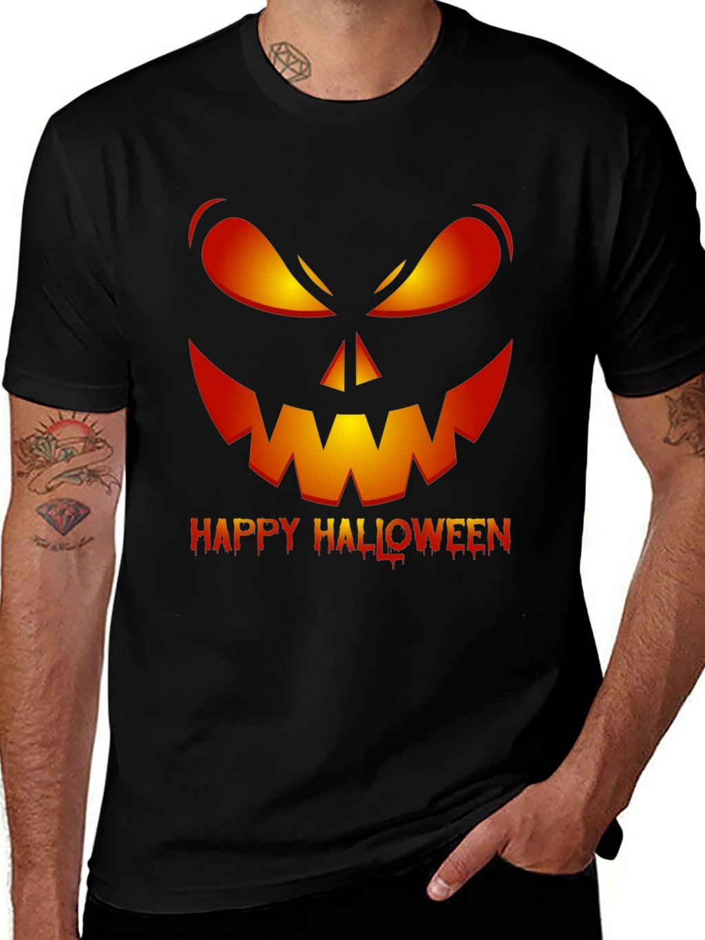 Happy Halloween Pumpkin Face Graphic T-Shirt
