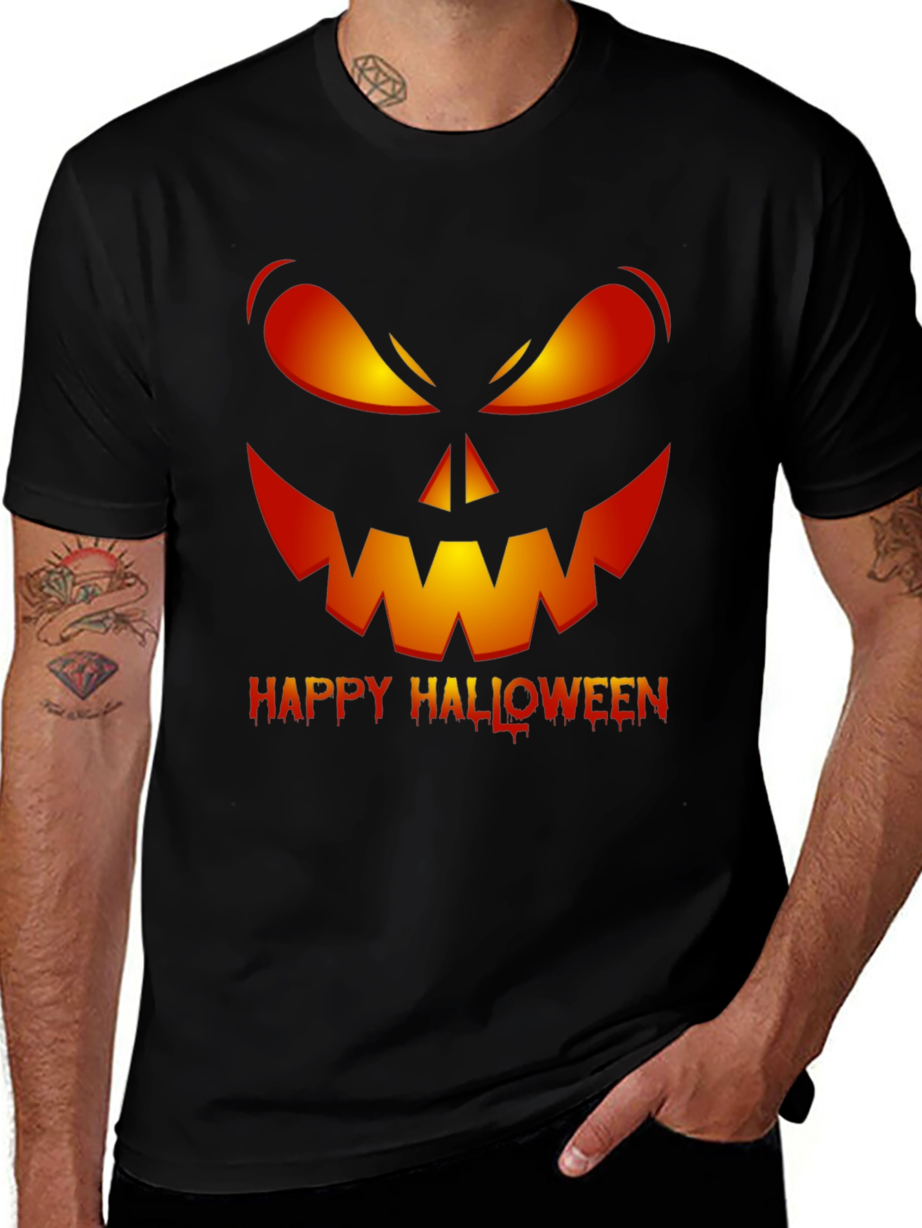 Happy Halloween Pumpkin Face Graphic T-Shirt