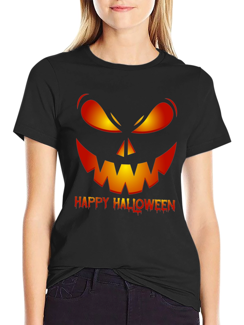 Happy Halloween Pumpkin Face Graphic T-Shirt