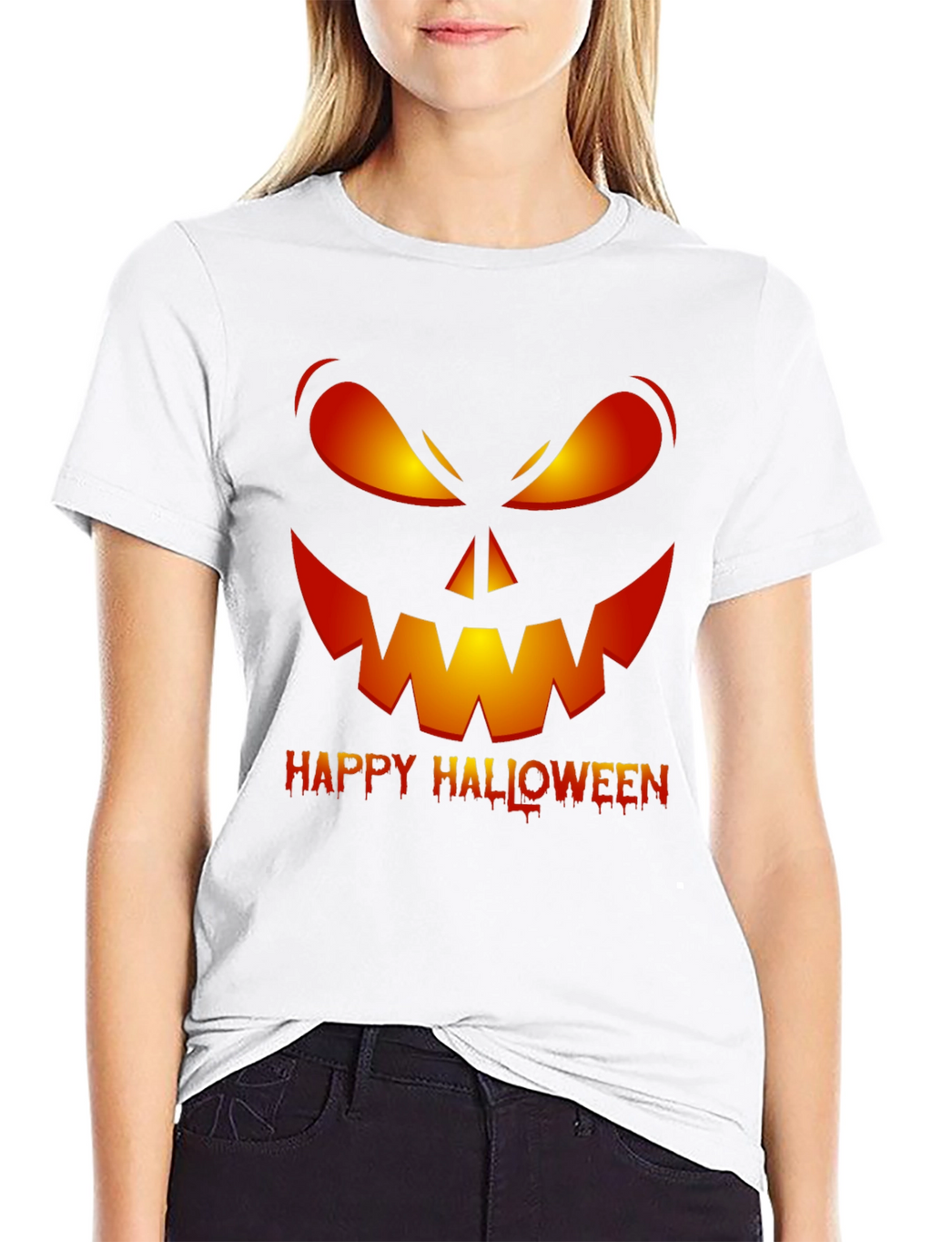 Happy Halloween Pumpkin Face Graphic T-Shirt