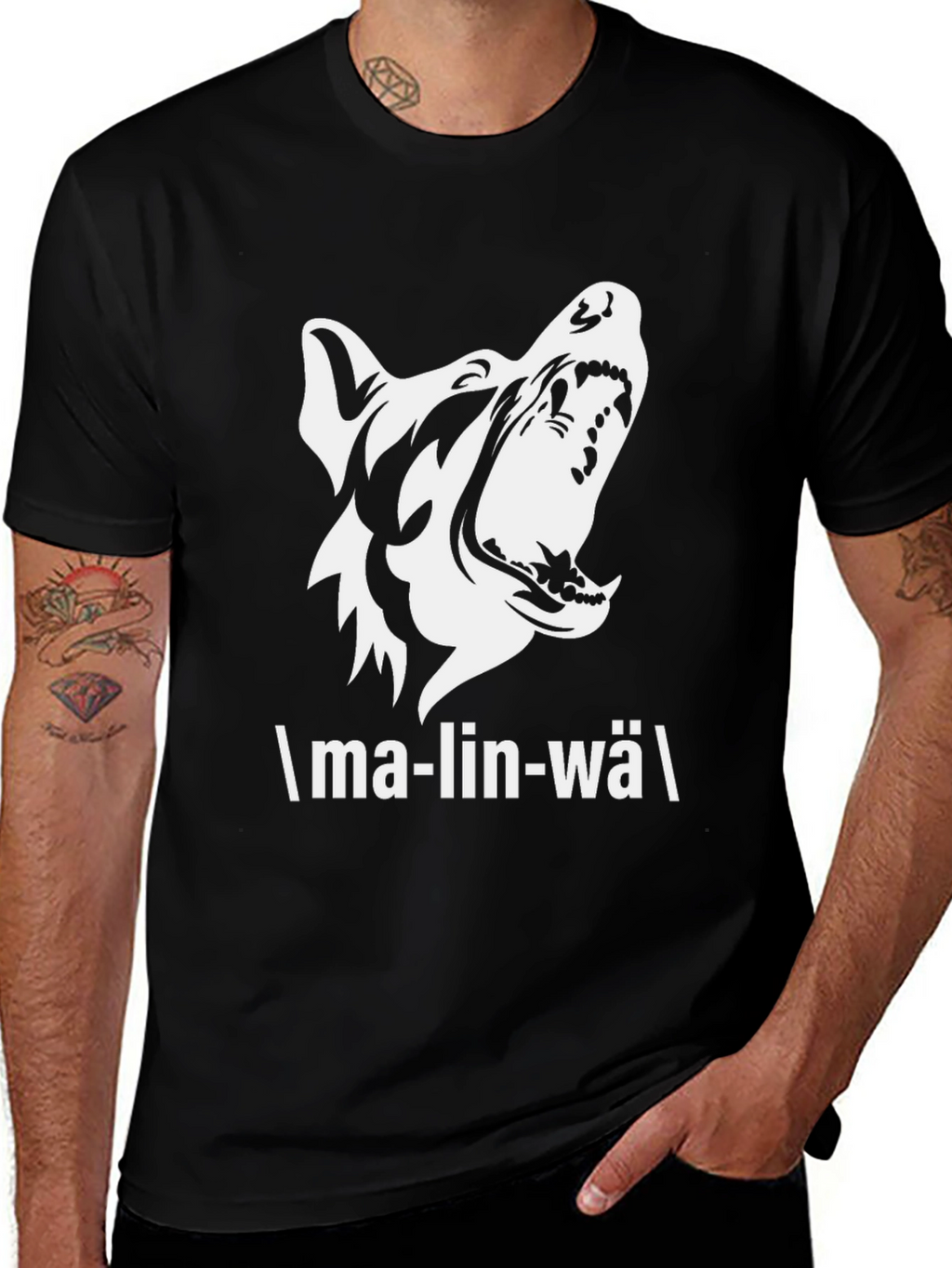 Malinwa Dog Graphic Tee - Black Cotton T-Shirt