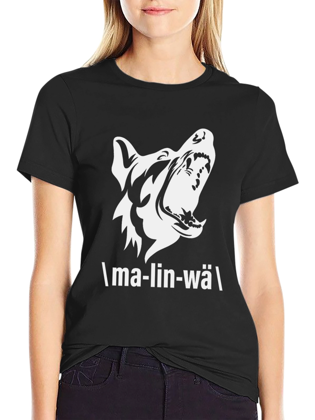 Malinwa Dog Graphic Tee - Black Cotton T-Shirt