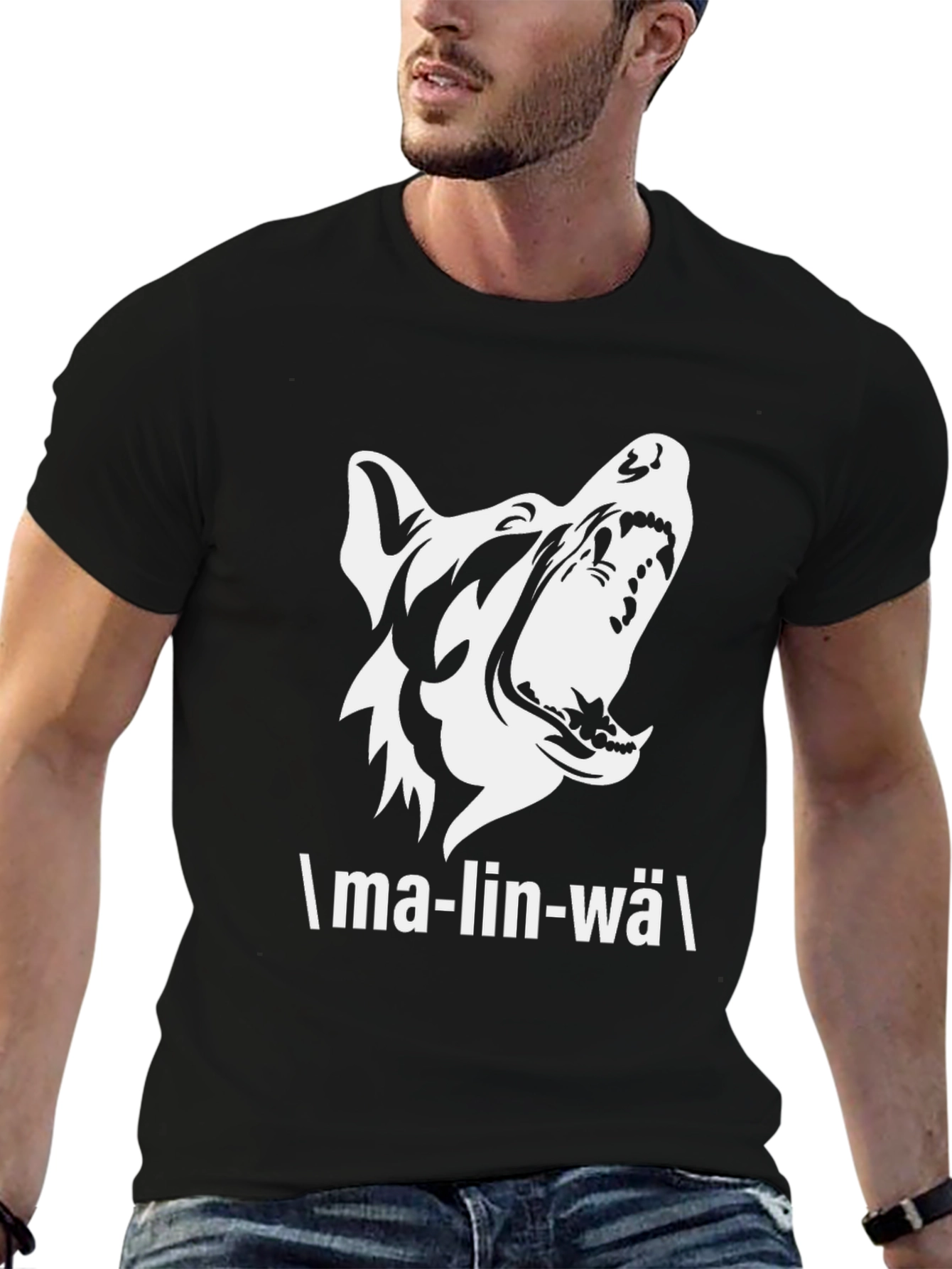 Malinwa Dog Graphic Tee - Black Cotton T-Shirt