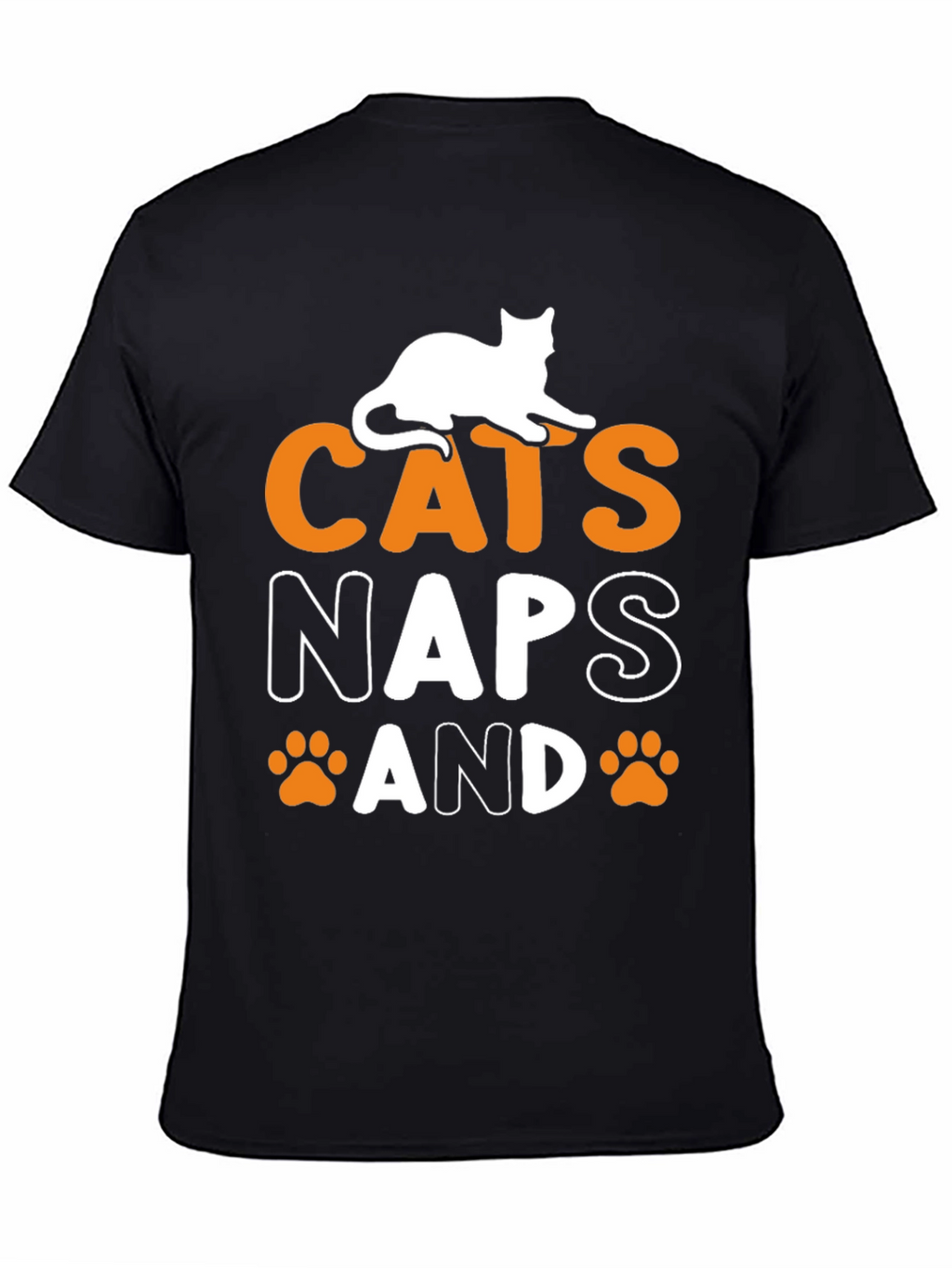 Cats Naps and Paw Prints Black Graphic Tee