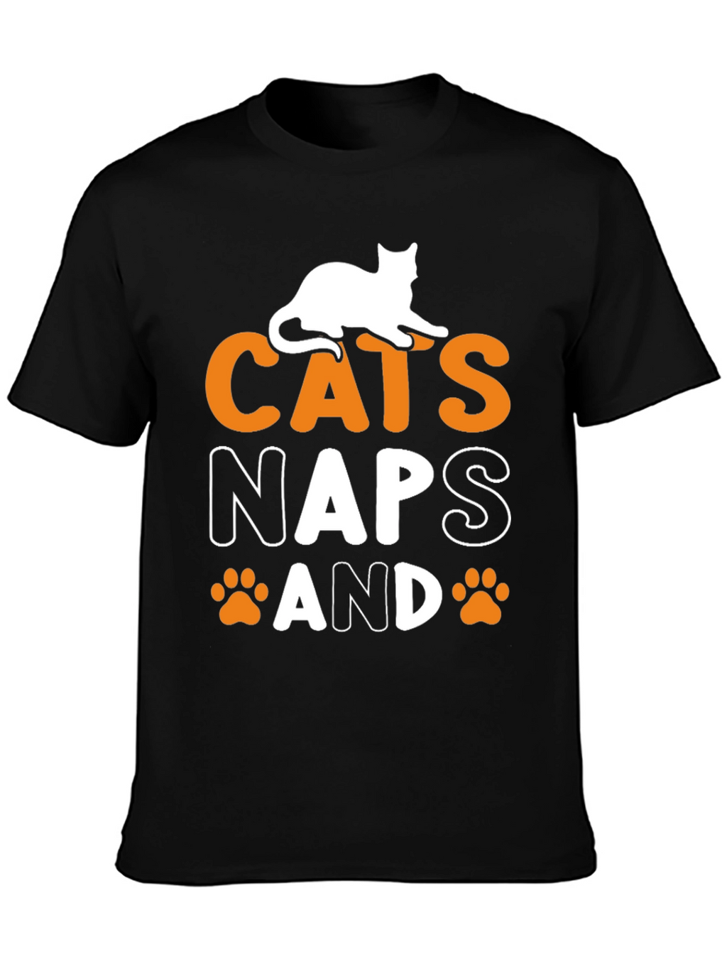 Cats Naps and Paw Prints Black Graphic Tee