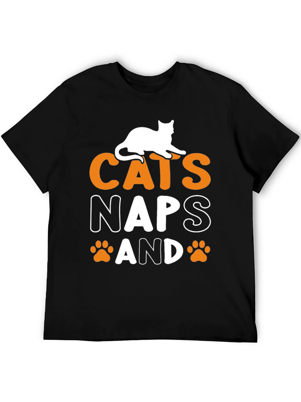 Cats Naps and Paw Prints Black Graphic Tee