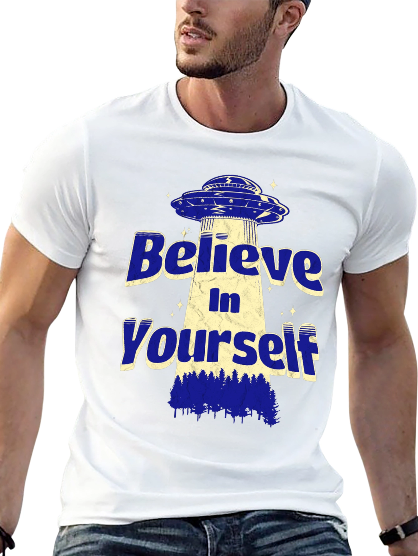 Believe In Yourself Alien UFO Graphic T-Shirt