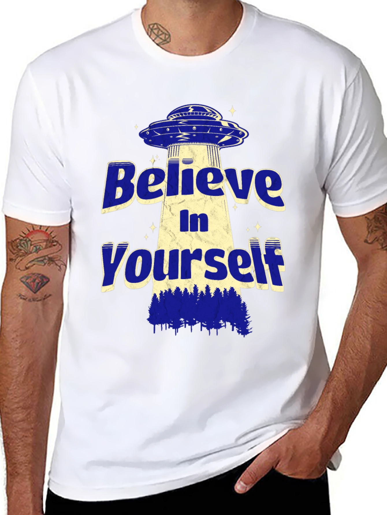 Believe In Yourself Alien UFO Graphic T-Shirt
