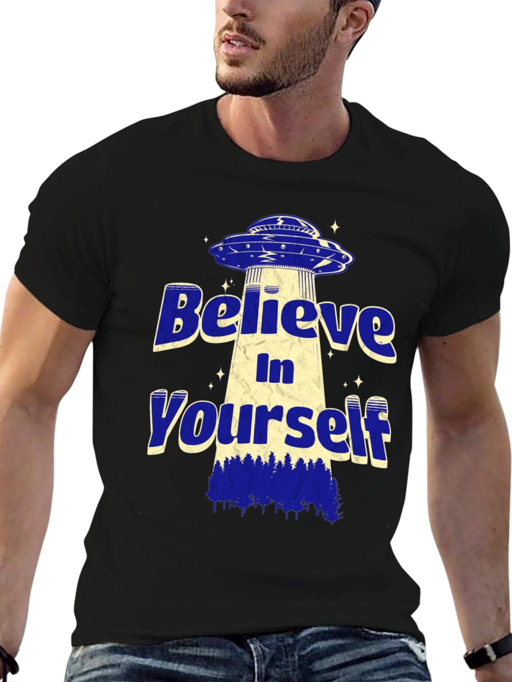 Believe In Yourself Alien UFO Graphic T-Shirt