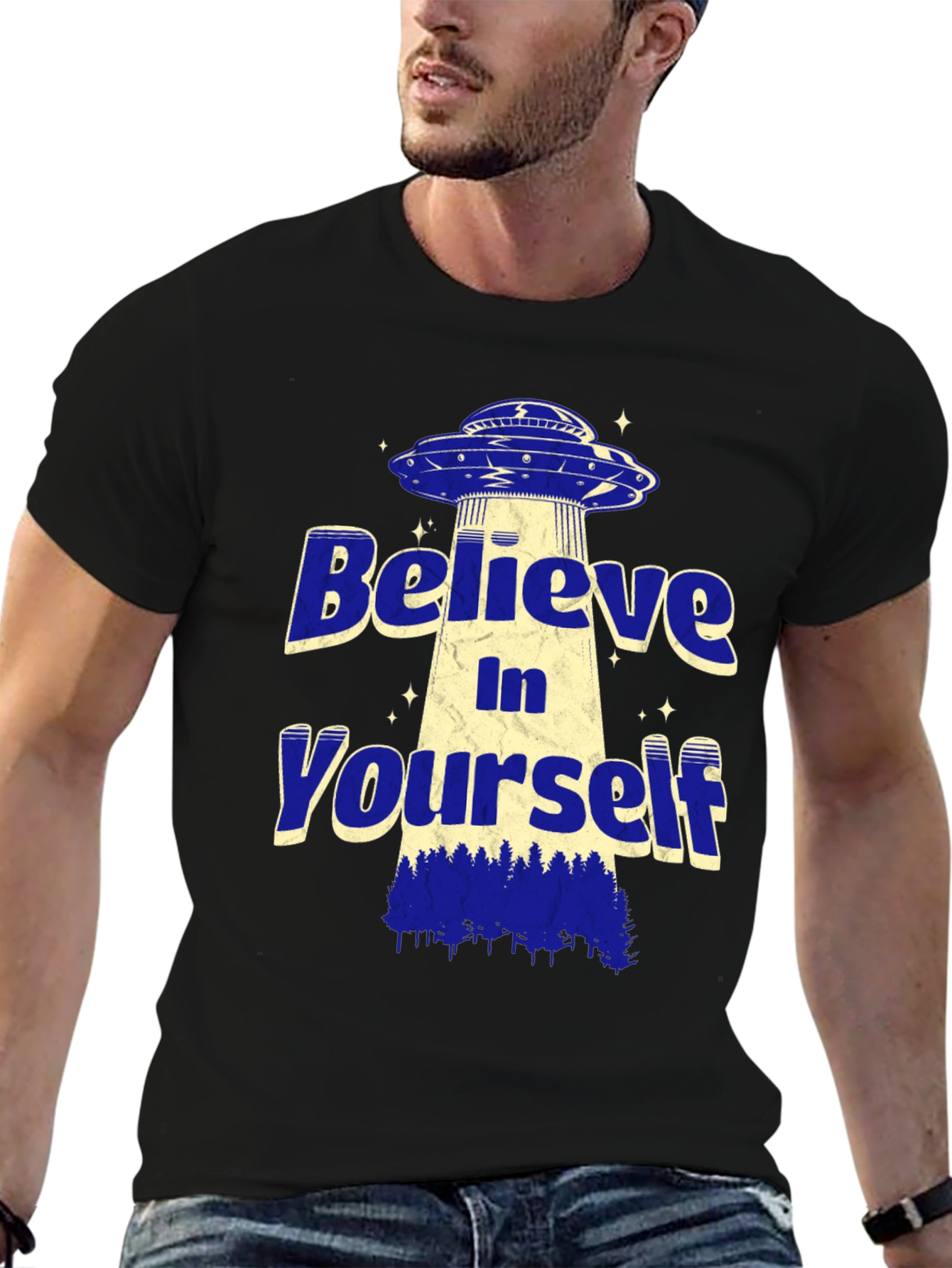 Believe In Yourself Alien UFO Graphic T-Shirt