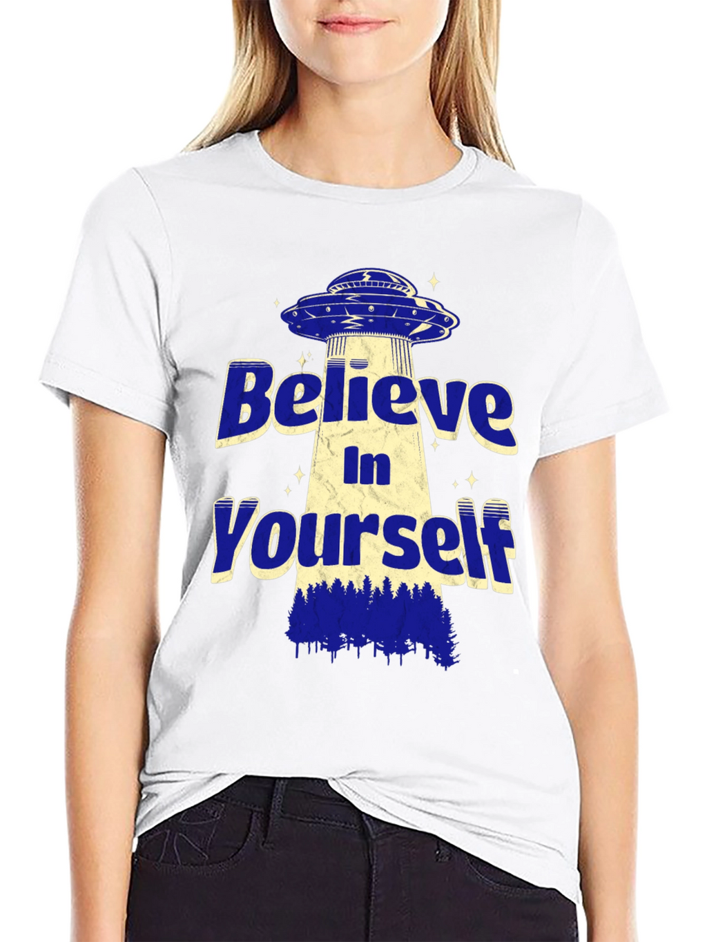 Believe In Yourself Alien UFO Graphic T-Shirt