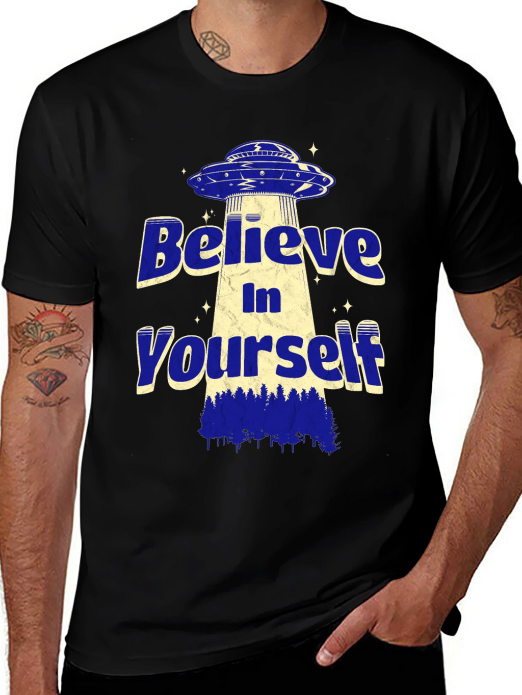 Believe In Yourself Alien UFO Graphic T-Shirt