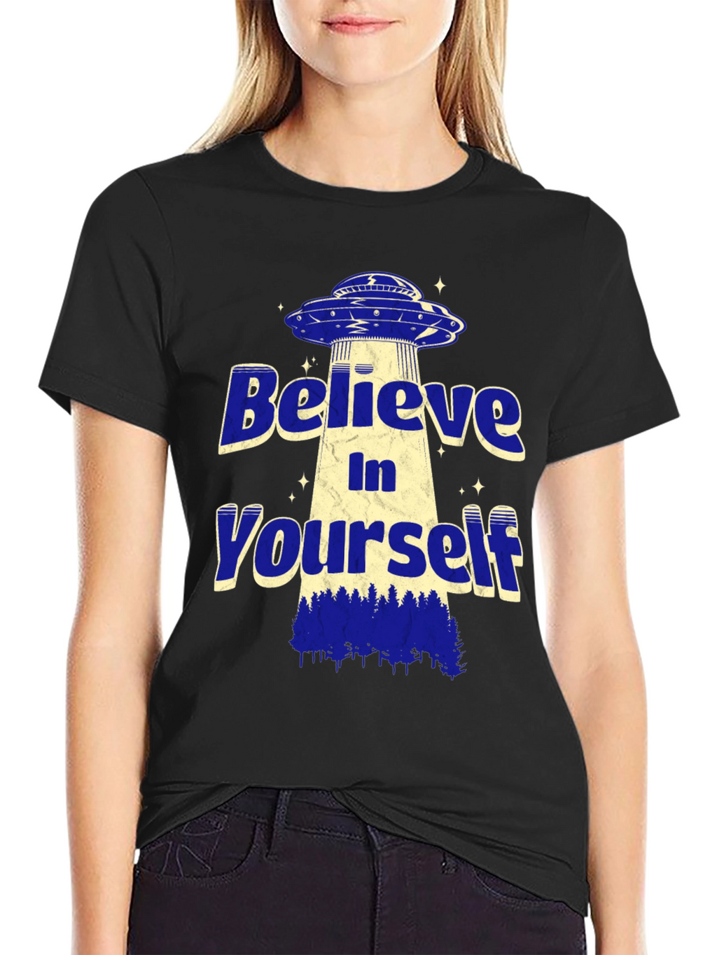 Believe In Yourself Alien UFO Graphic T-Shirt